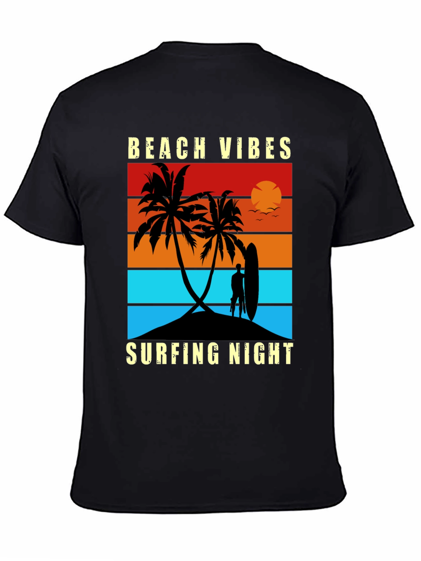 Beach Vibes Surfing Night Graphic Tee