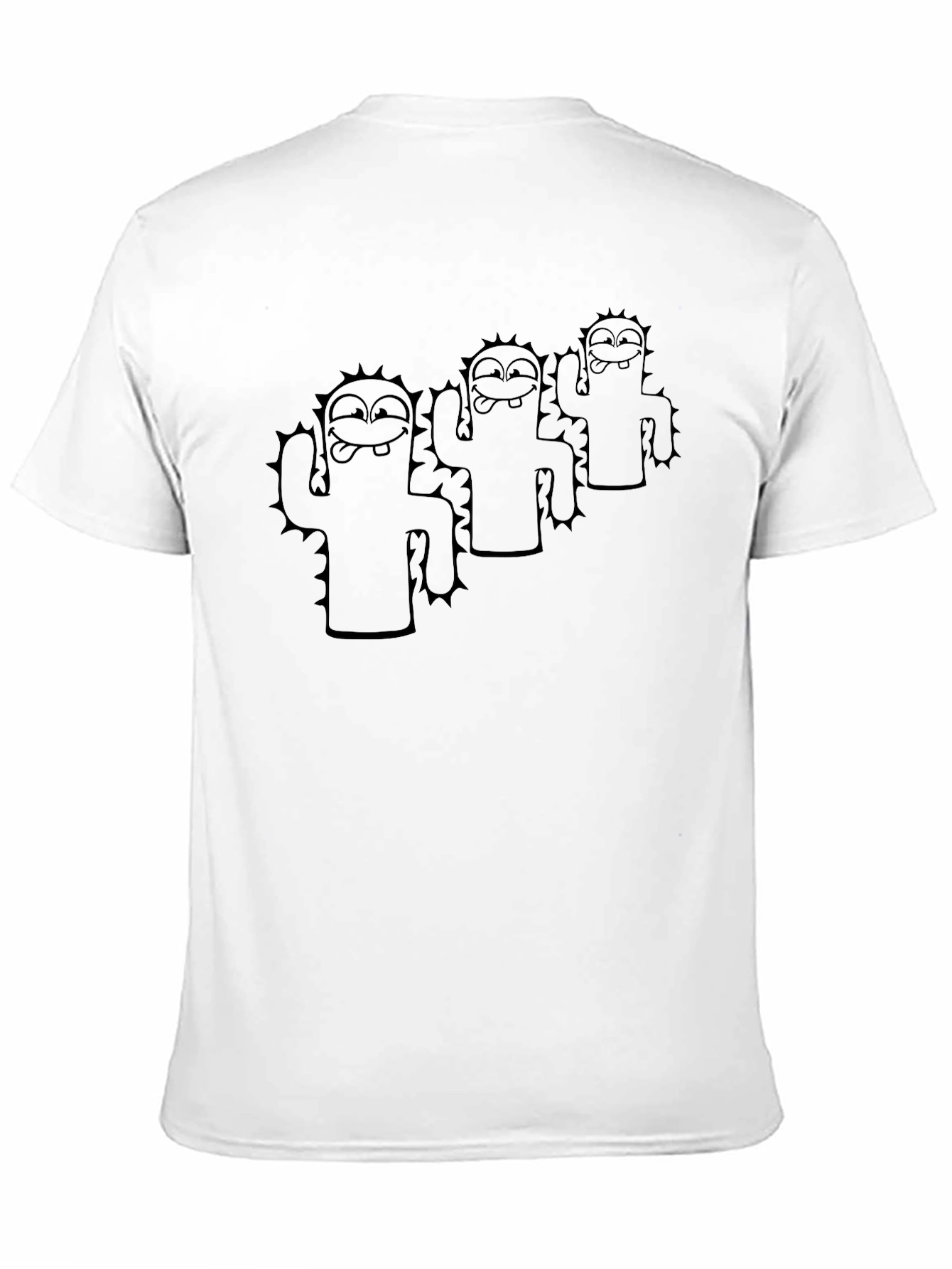 Black T-Shirt with Cactus Character Design