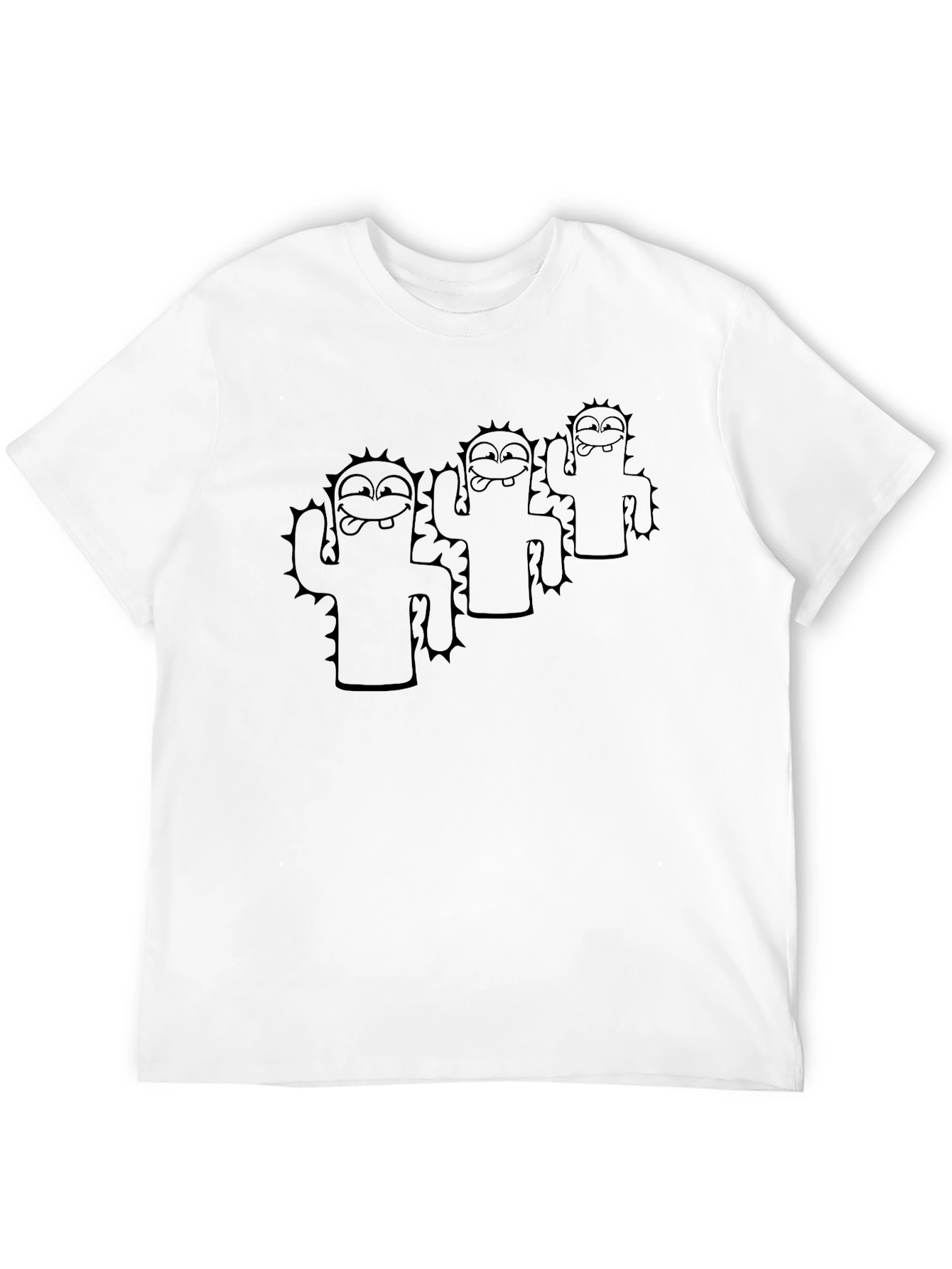 Black T-Shirt with Cactus Character Design