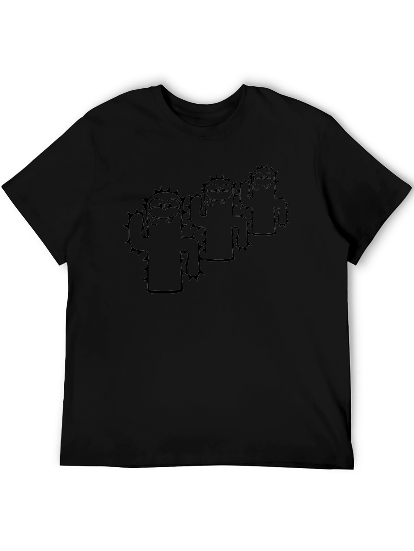Black T-Shirt with Cactus Character Design