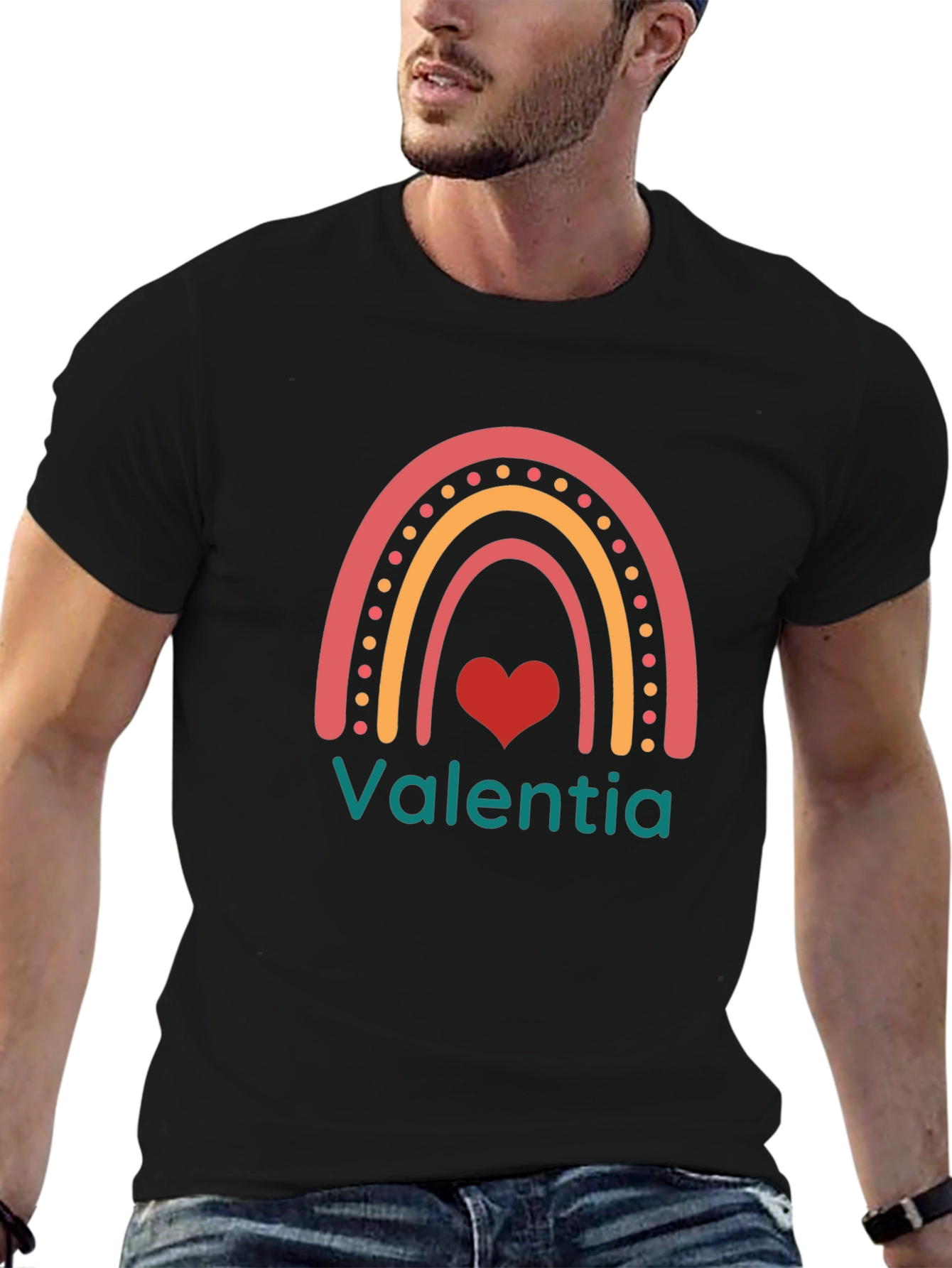 Valentia Rainbow Heart Graphic T-Shirt