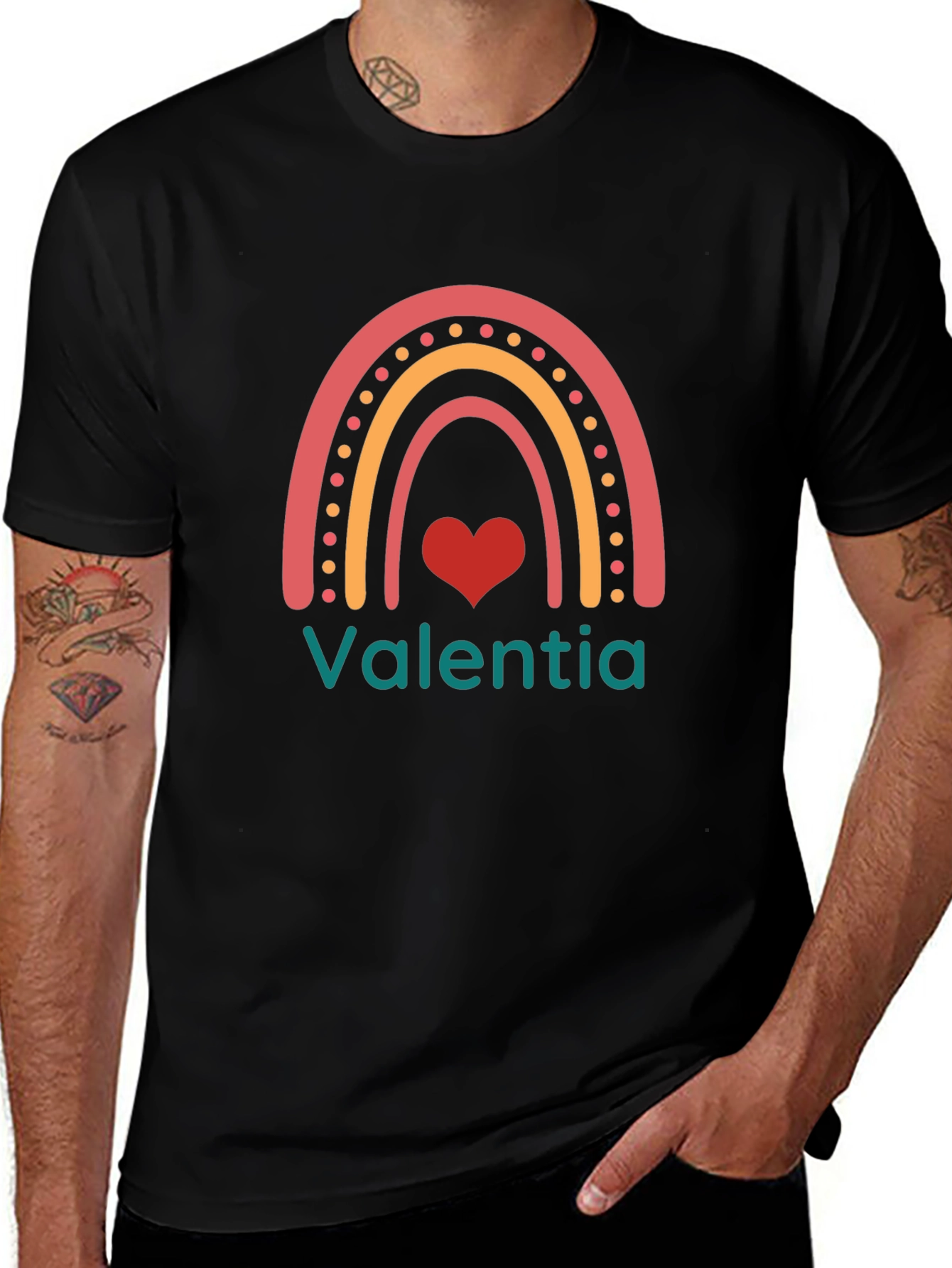 Valentia Rainbow Heart Graphic T-Shirt