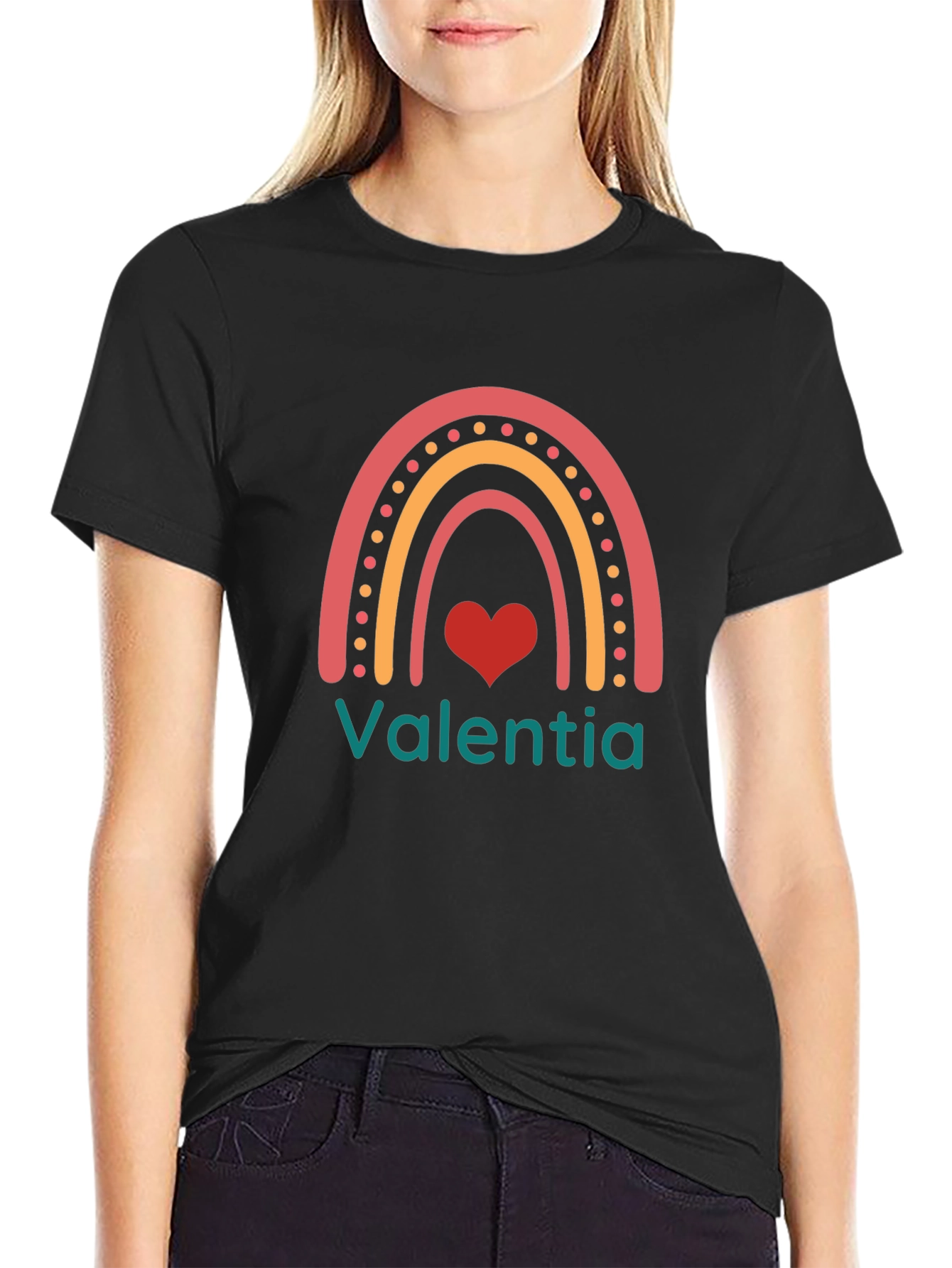 Valentia Rainbow Heart Graphic T-Shirt