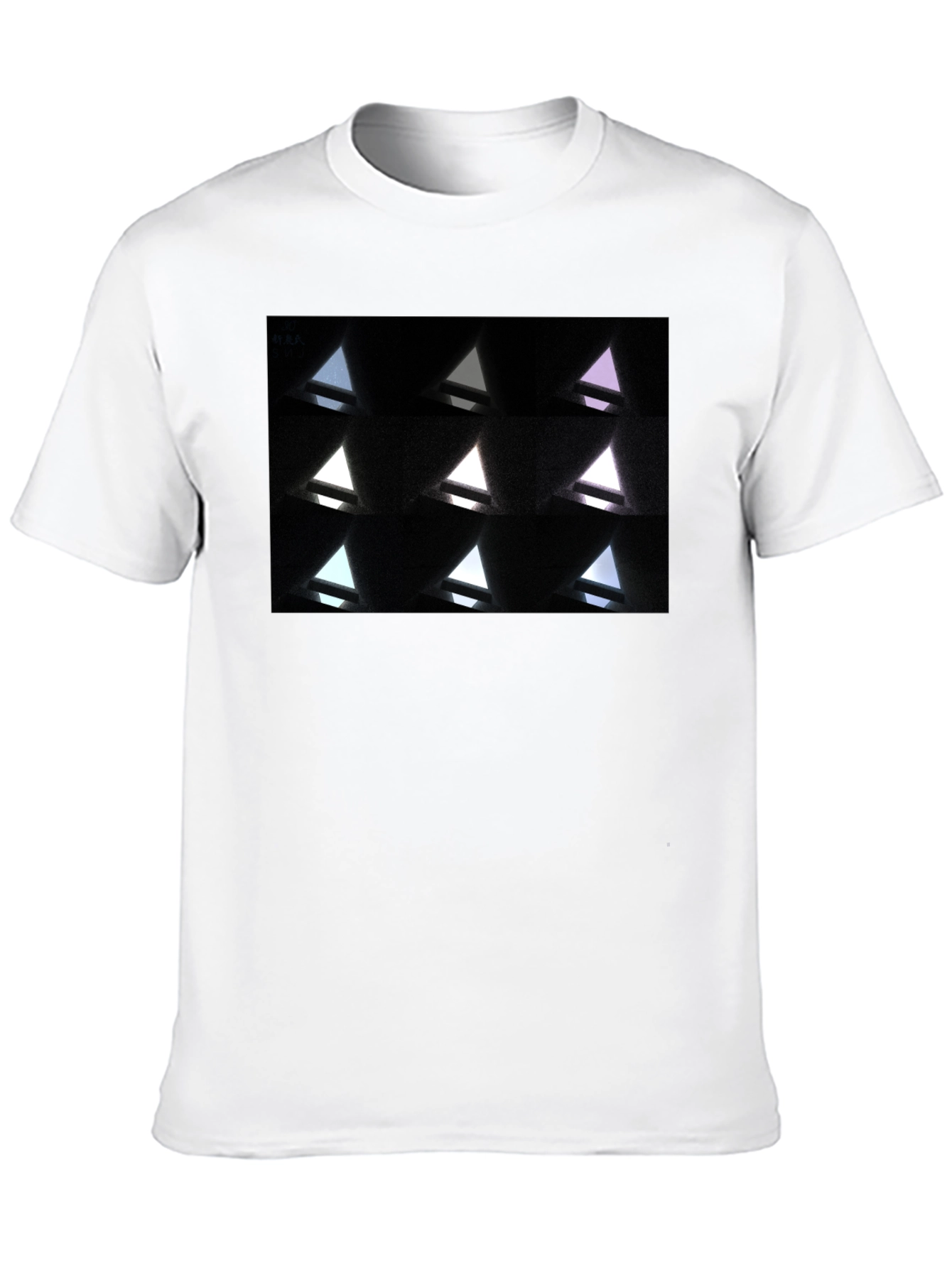 Abstract Geometric Triangle Pattern Black T-Shirt