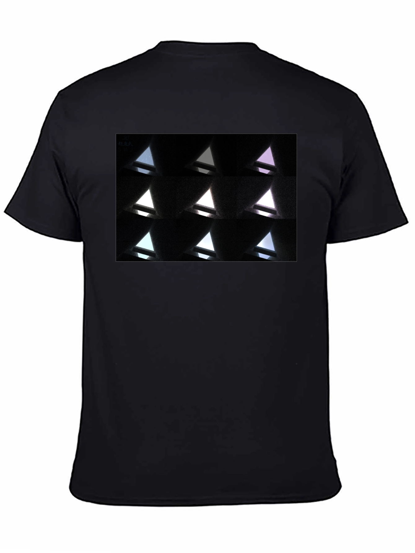 Abstract Geometric Triangle Pattern Black T-Shirt