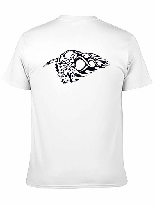 Black Tribal Bull Graphic Tee - Mens Short Sleeve