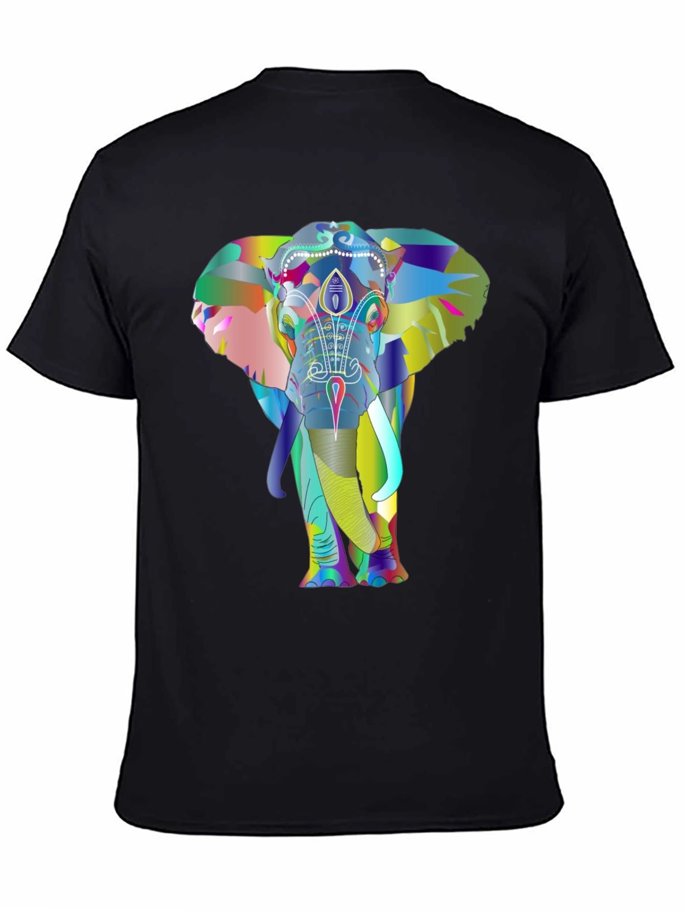 Vibrant Elephant Graphic Tee - Black Cotton T-Shirt