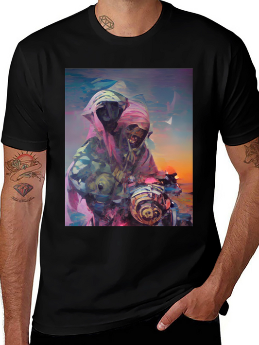 Abstract Grim Reaper Ride Graphic T-Shirt