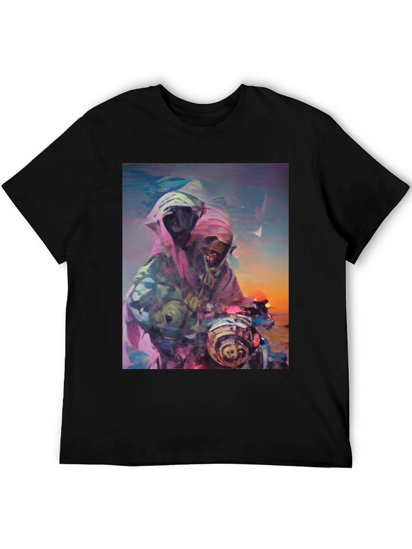Abstract Grim Reaper Ride Graphic T-Shirt