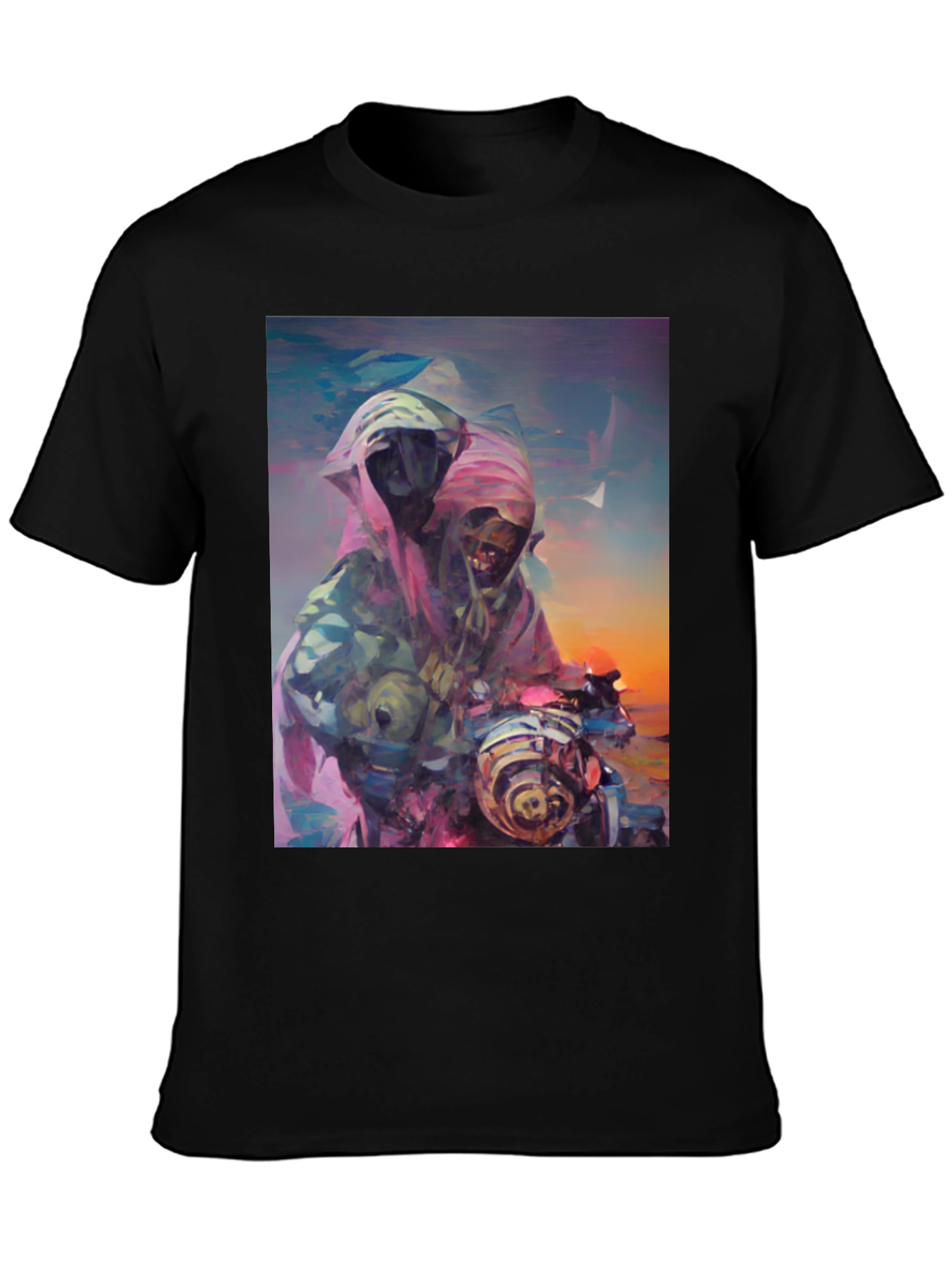 Abstract Grim Reaper Ride Graphic T-Shirt