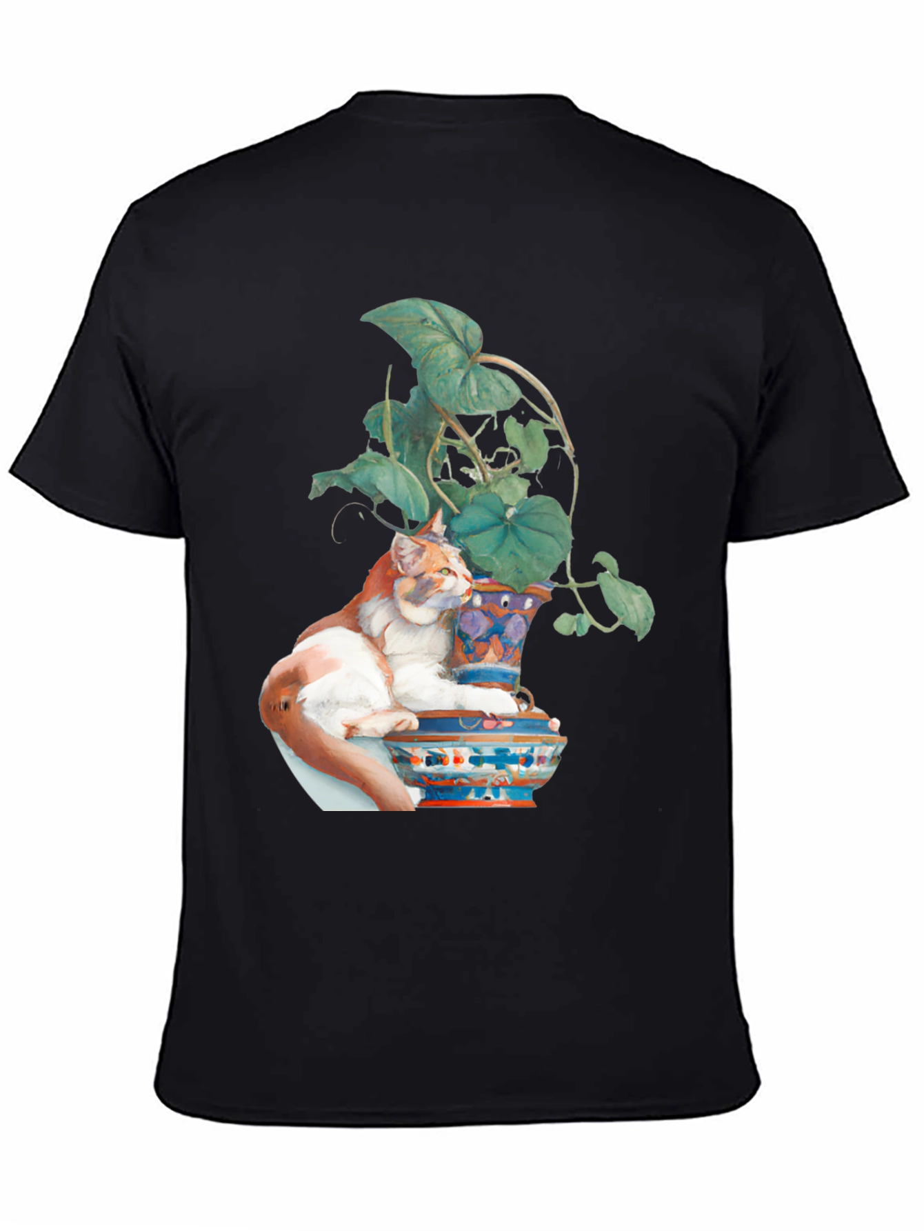 Cat on Vase T-Shirt - Unique Artistic Design