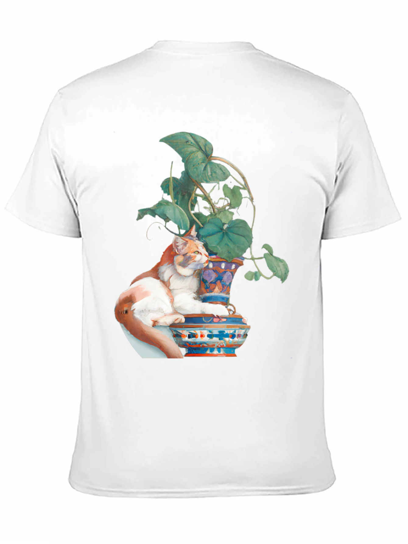 Cat on Vase T-Shirt - Unique Artistic Design