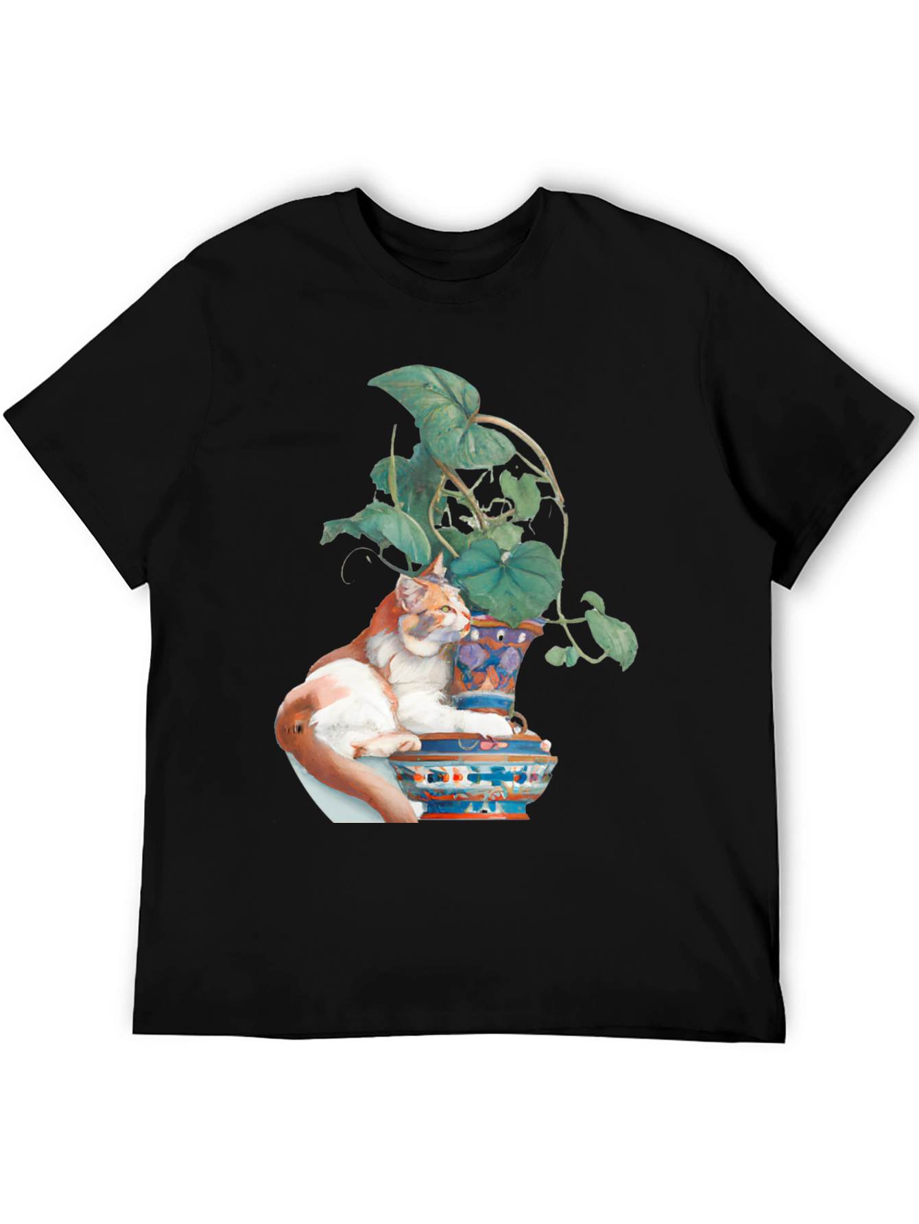 Cat on Vase T-Shirt - Unique Artistic Design