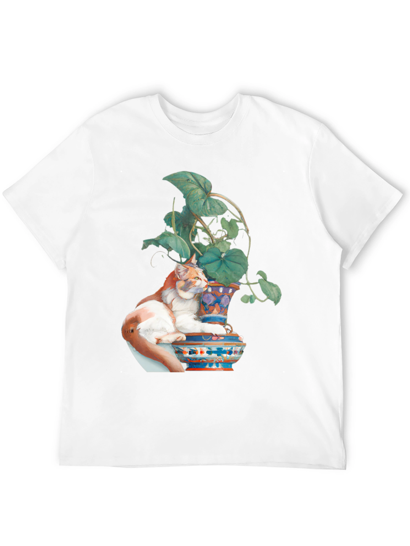 Cat on Vase T-Shirt - Unique Artistic Design