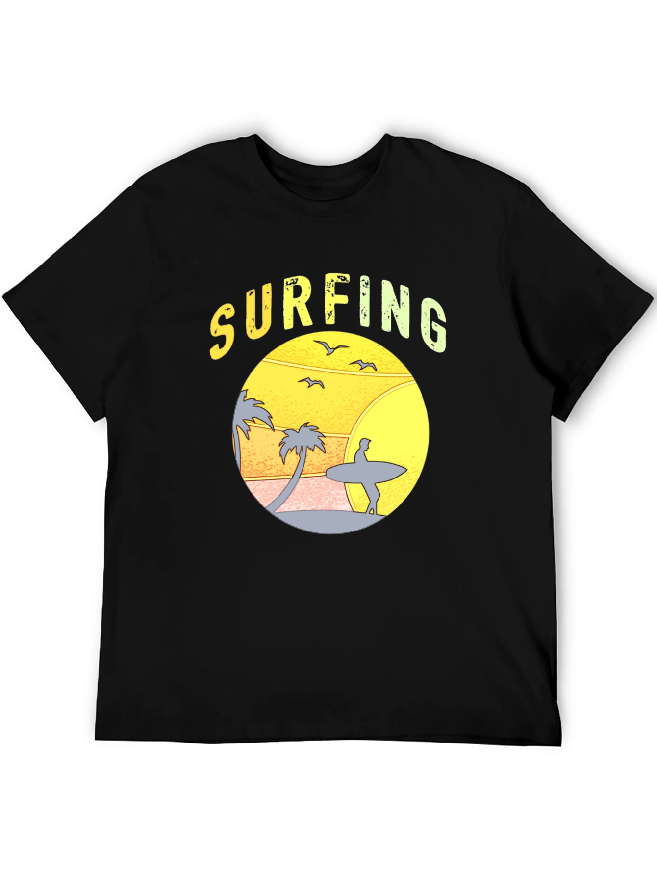 Surfing Sunset Graphic T-Shirt - Black