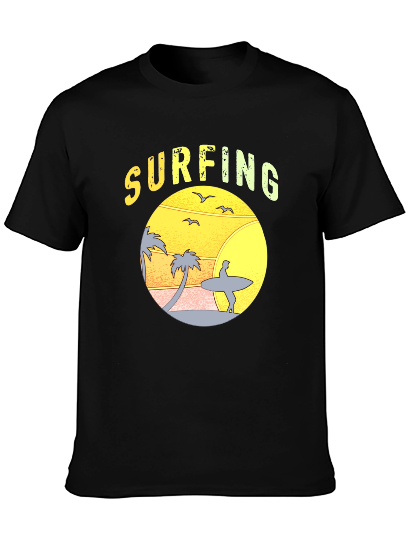 Surfing Sunset Graphic T-Shirt - Black