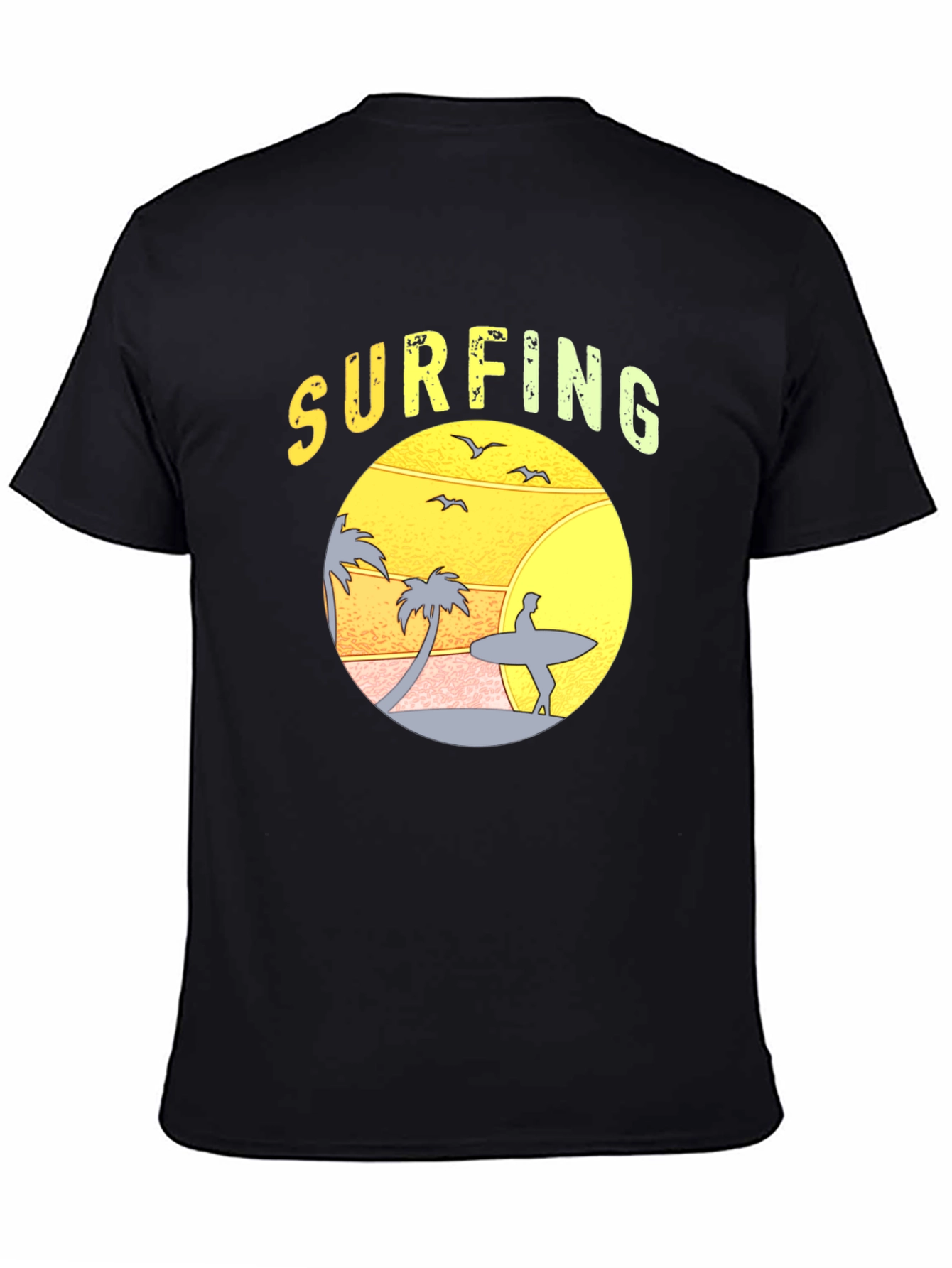 Surfing Sunset Graphic T-Shirt - Black