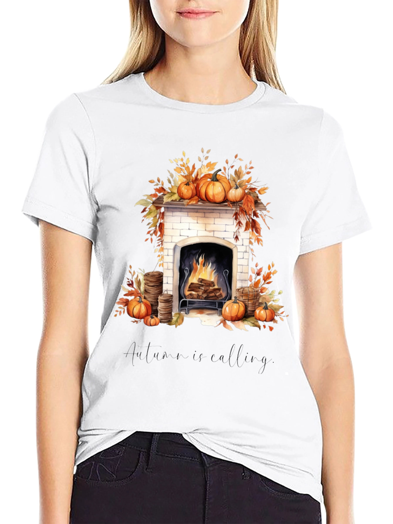 Autumn Calling Black Graphic Tee