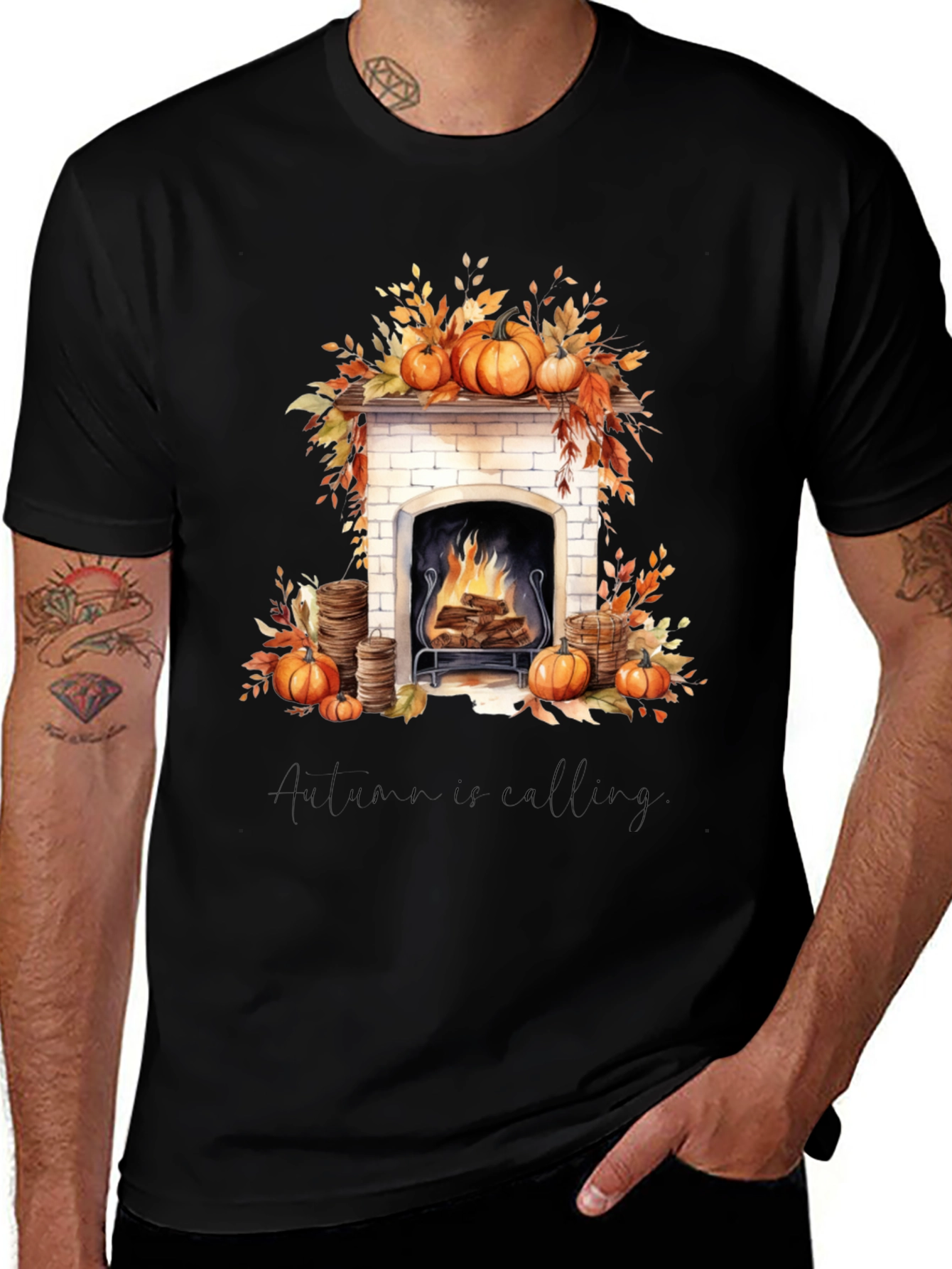 Autumn Calling Black Graphic Tee