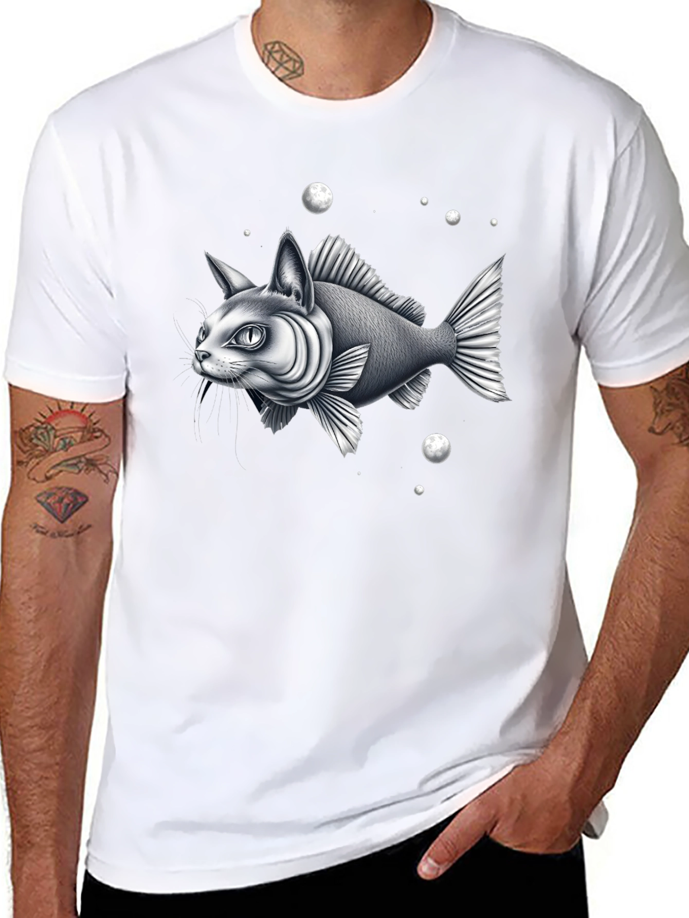 Surreal Catfish Graphic Tee - Unique Design