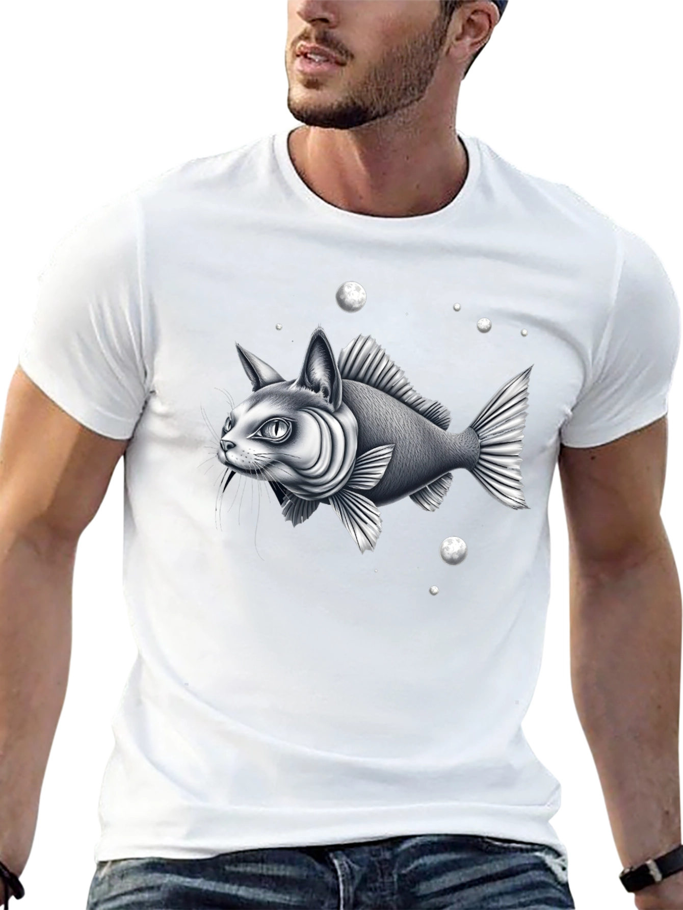Surreal Catfish Graphic Tee - Unique Design