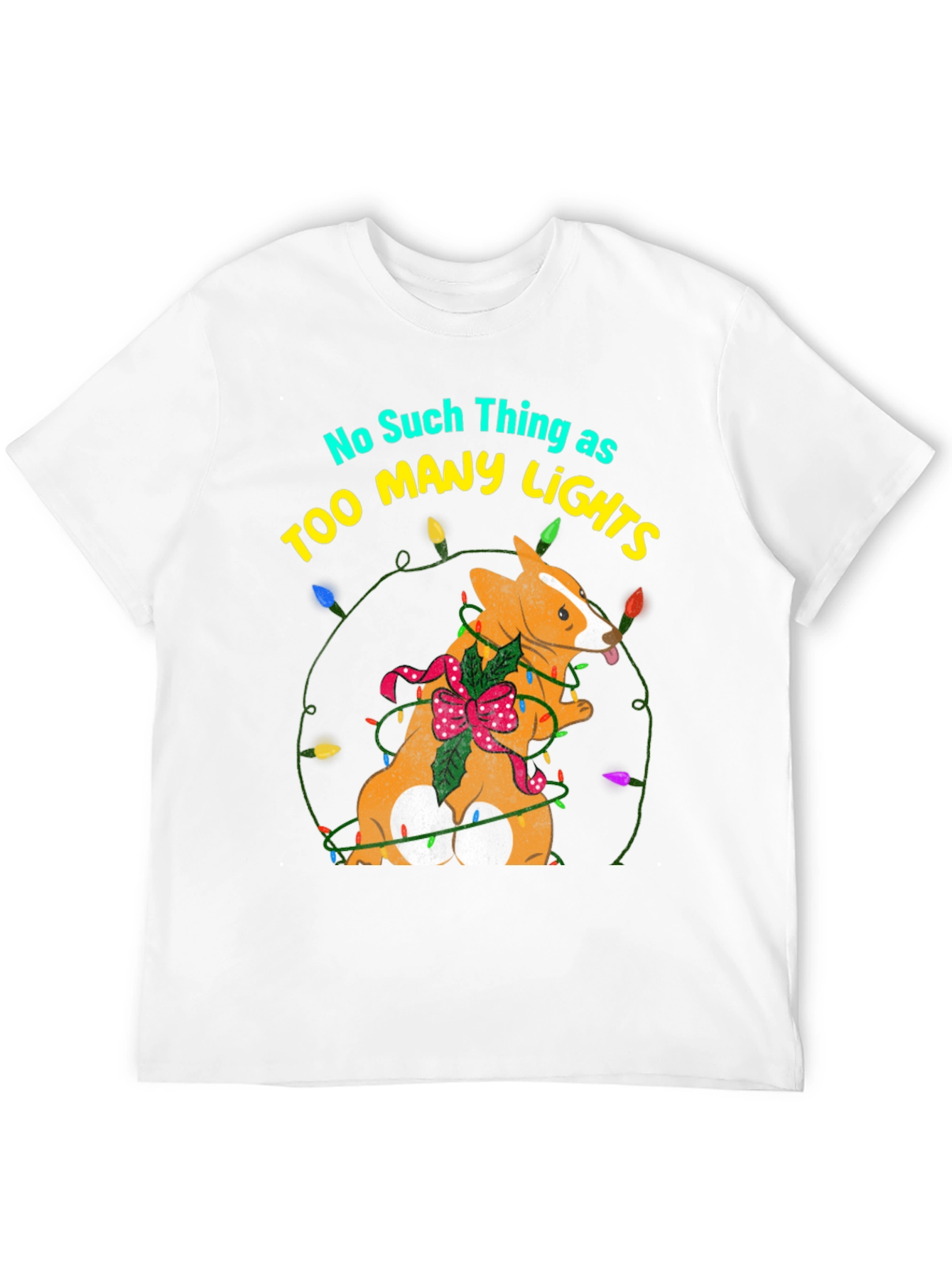 Too Many Lights Corgi Christmas Tee
