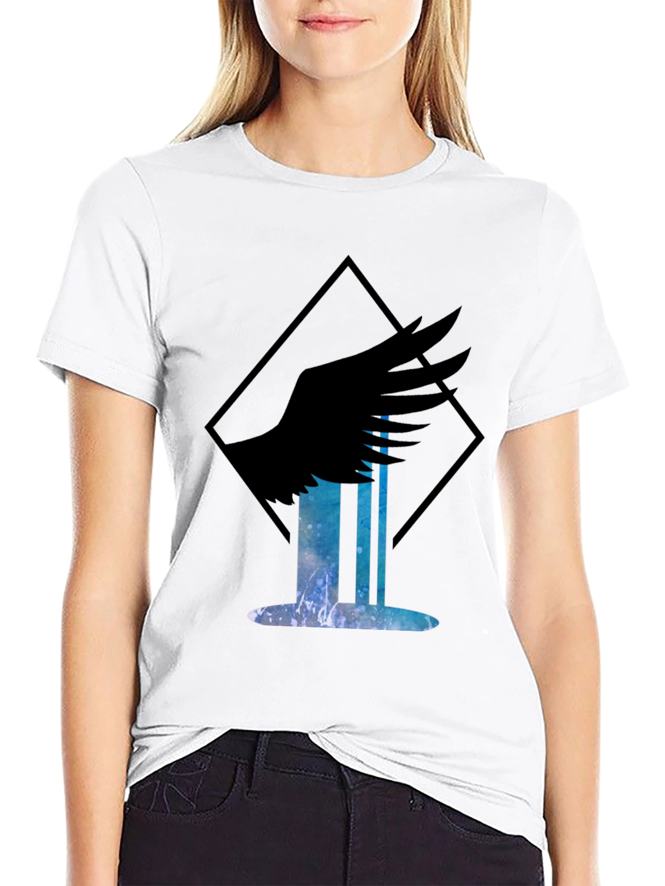 Winged Waterfall Graphic T-Shirt - Black