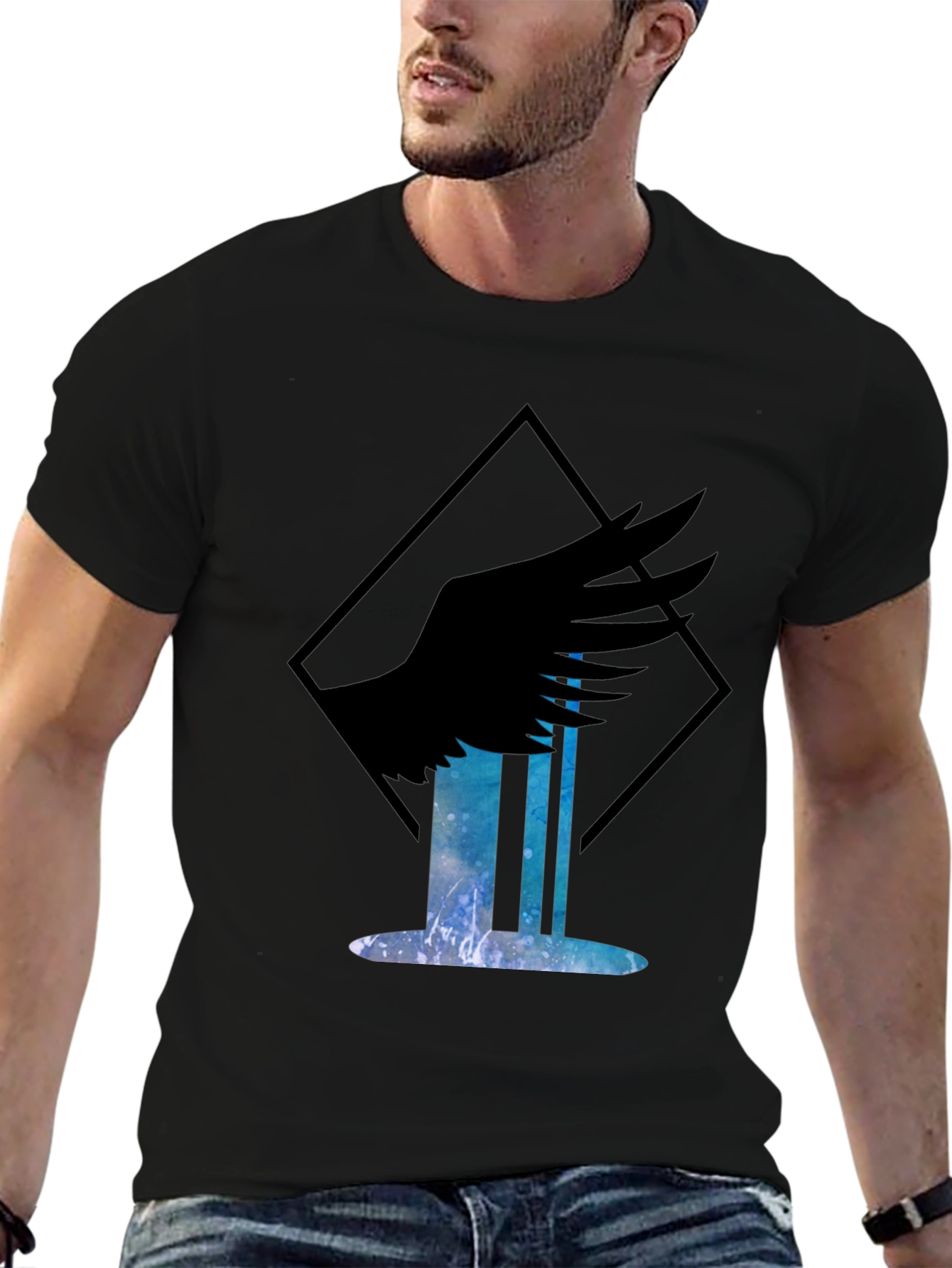 Winged Waterfall Graphic T-Shirt - Black