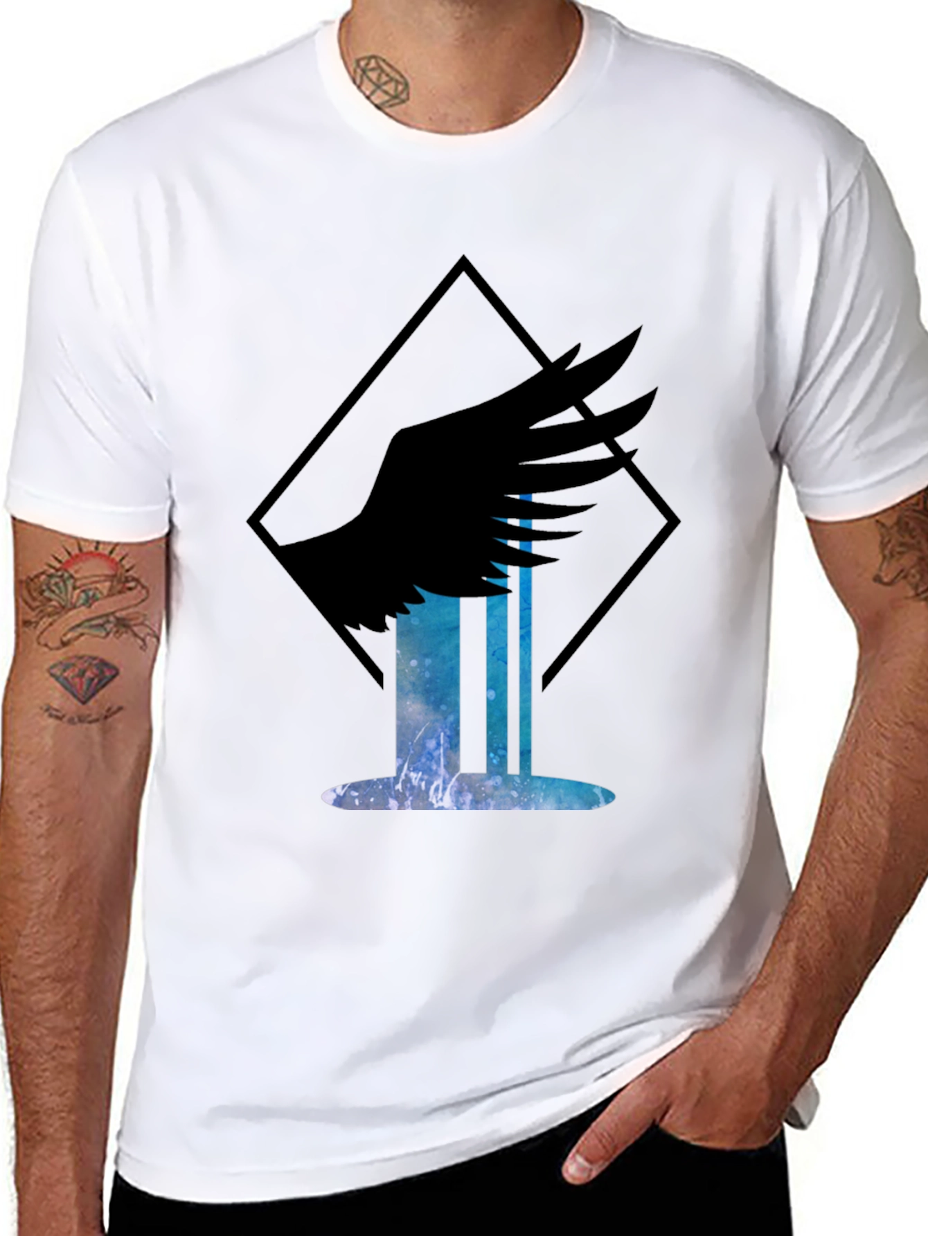 Winged Waterfall Graphic T-Shirt - Black