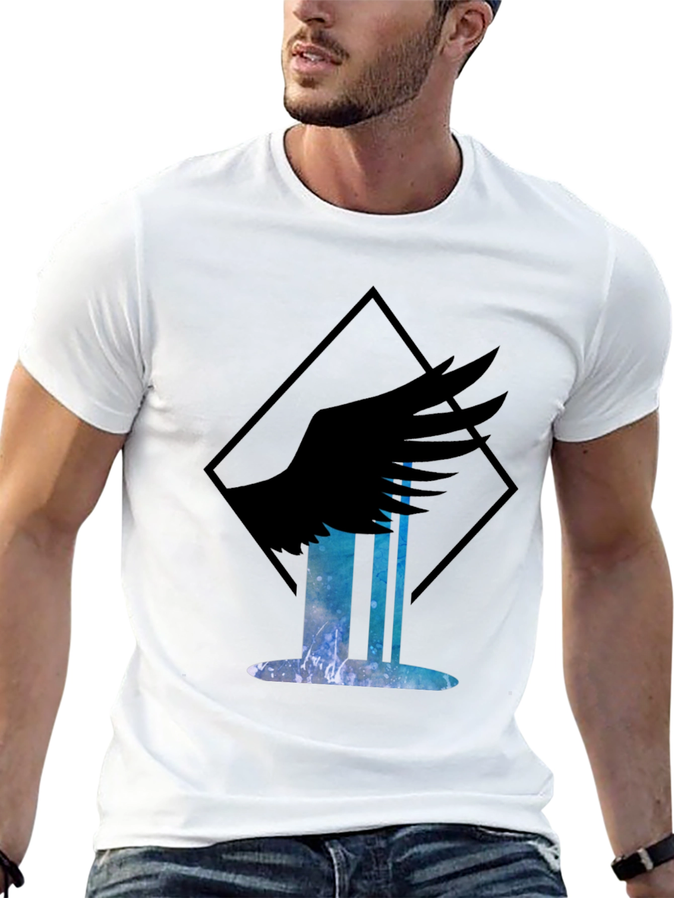 Winged Waterfall Graphic T-Shirt - Black