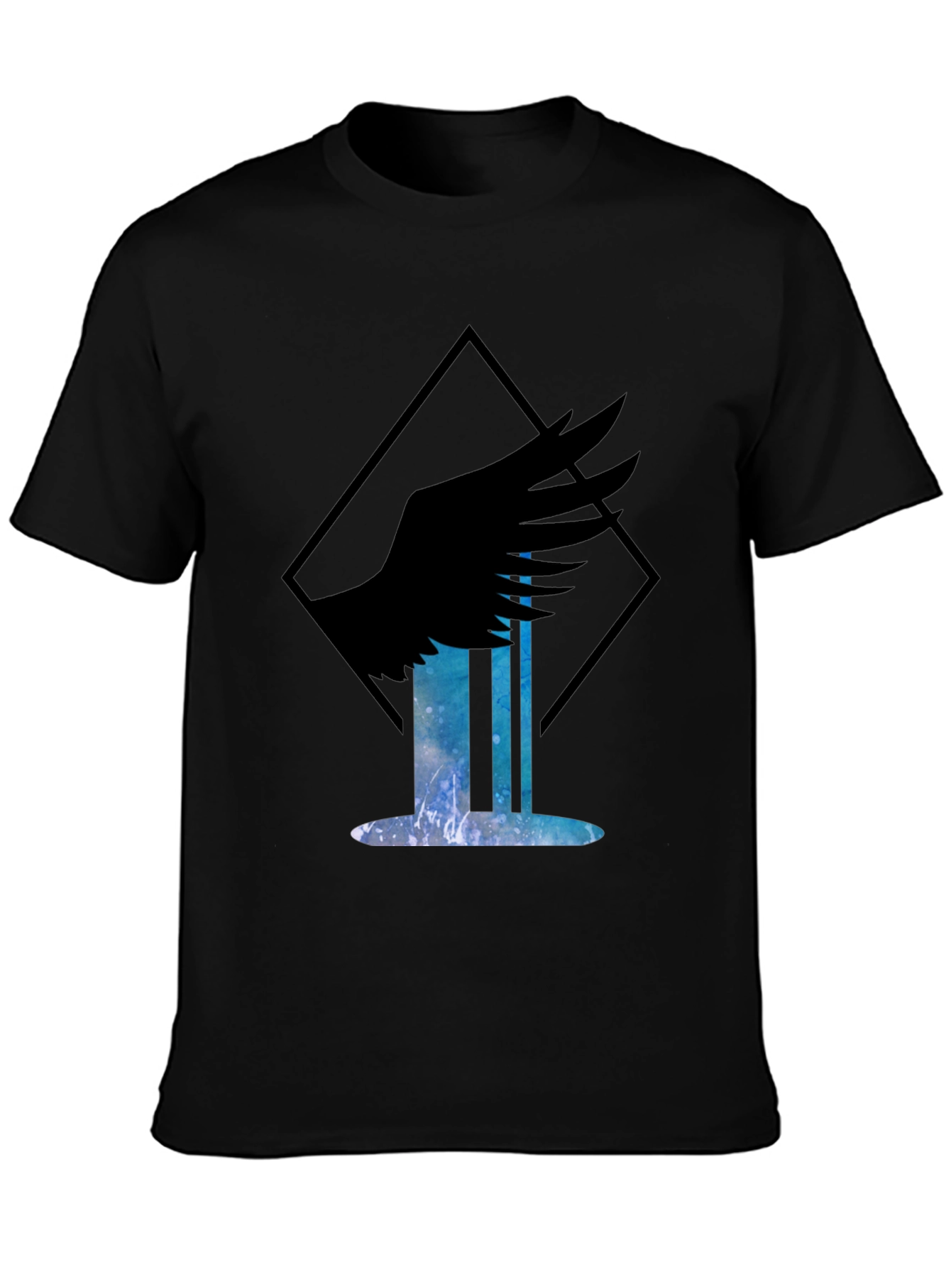 Winged Waterfall Graphic T-Shirt - Black