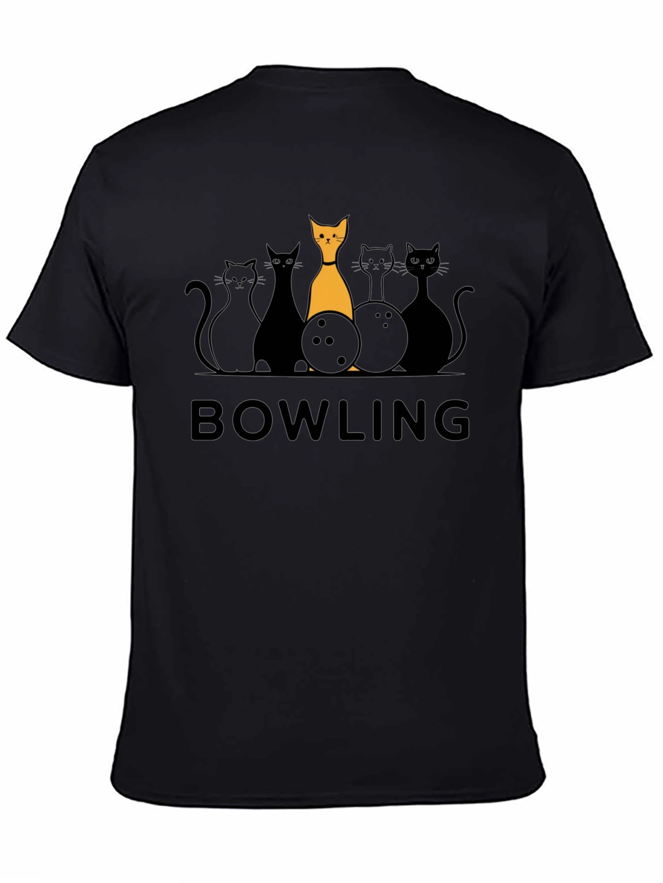 Bowling Cats Graphic T-Shirt - Novelty Tee