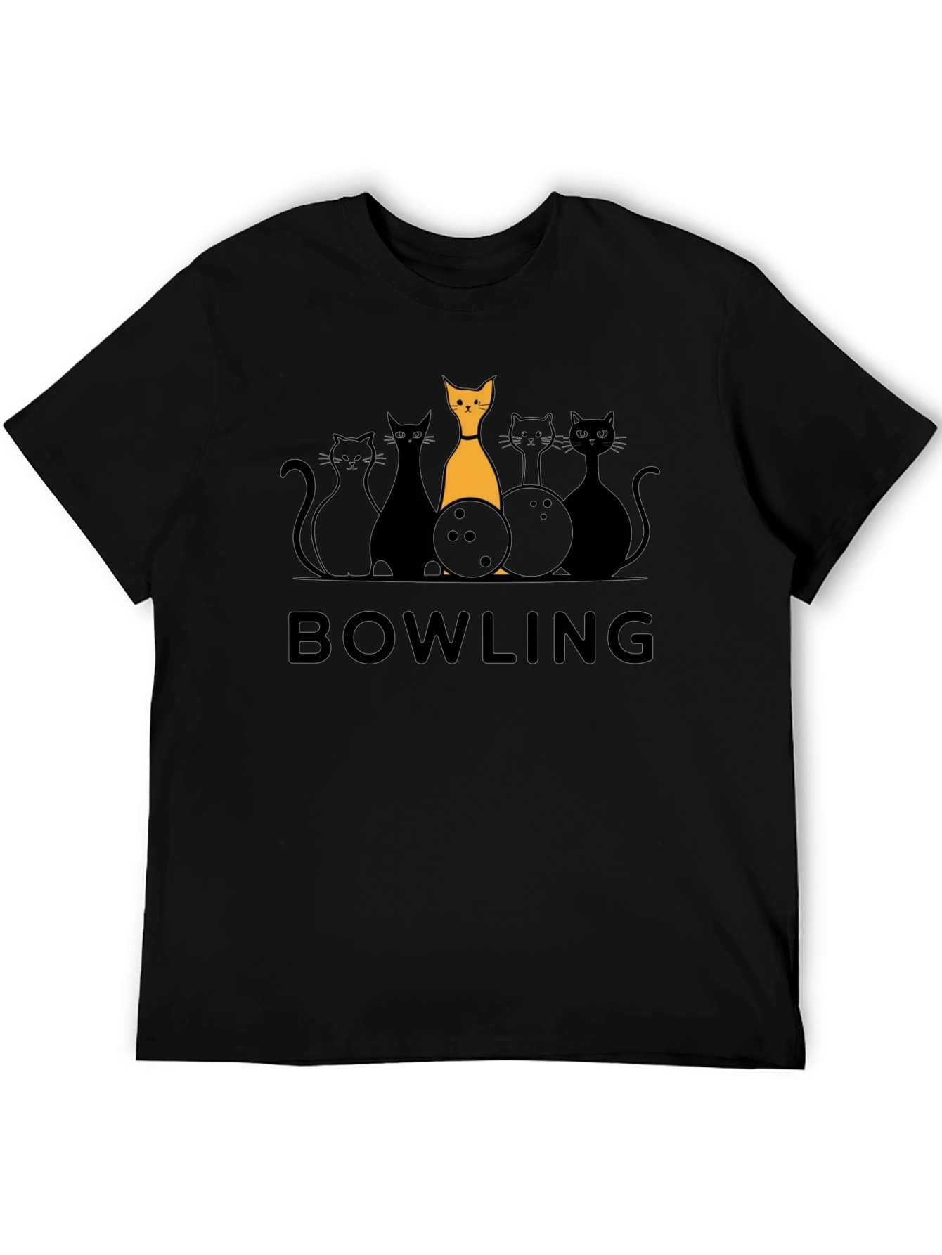 Bowling Cats Graphic T-Shirt - Novelty Tee