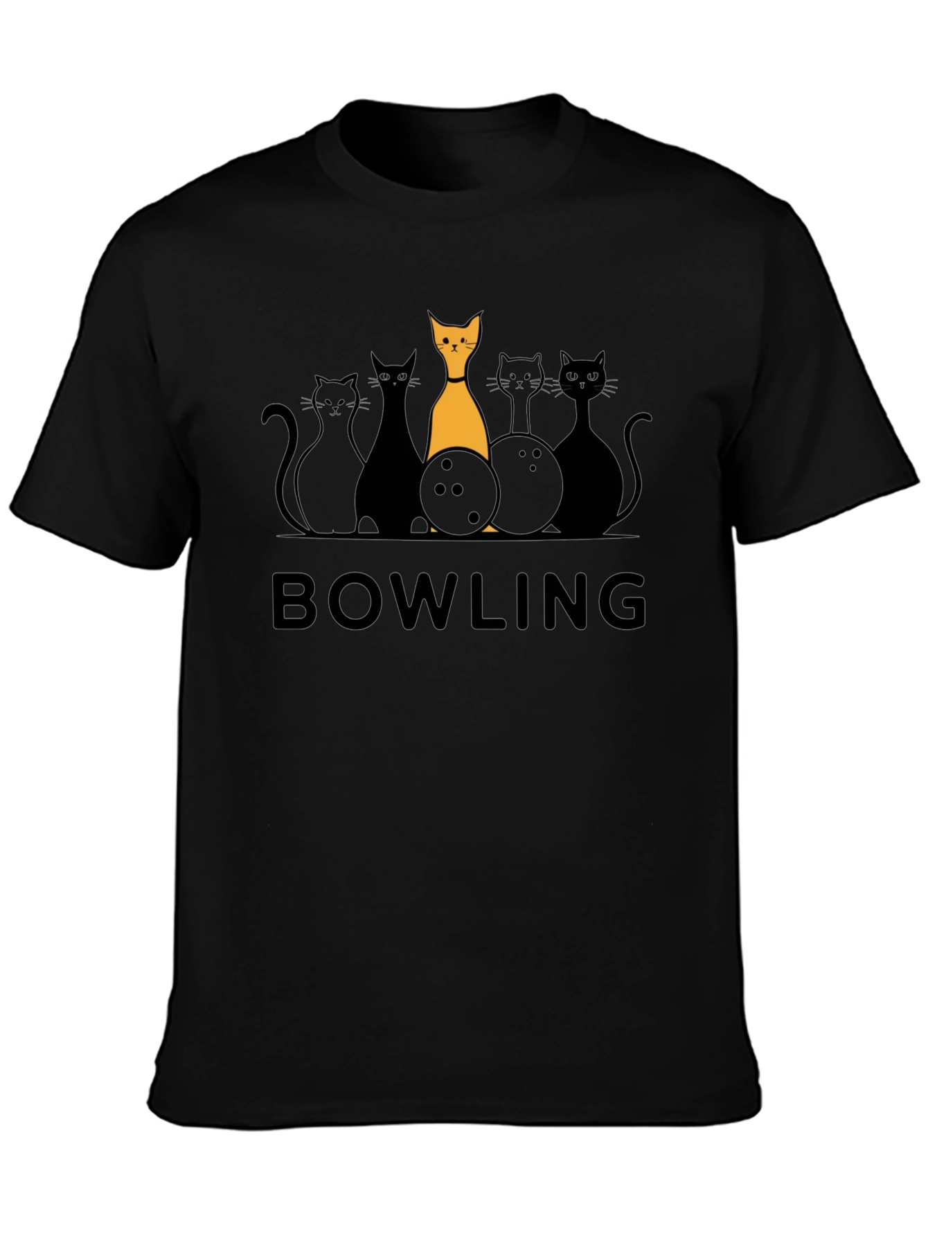 Bowling Cats Graphic T-Shirt - Novelty Tee