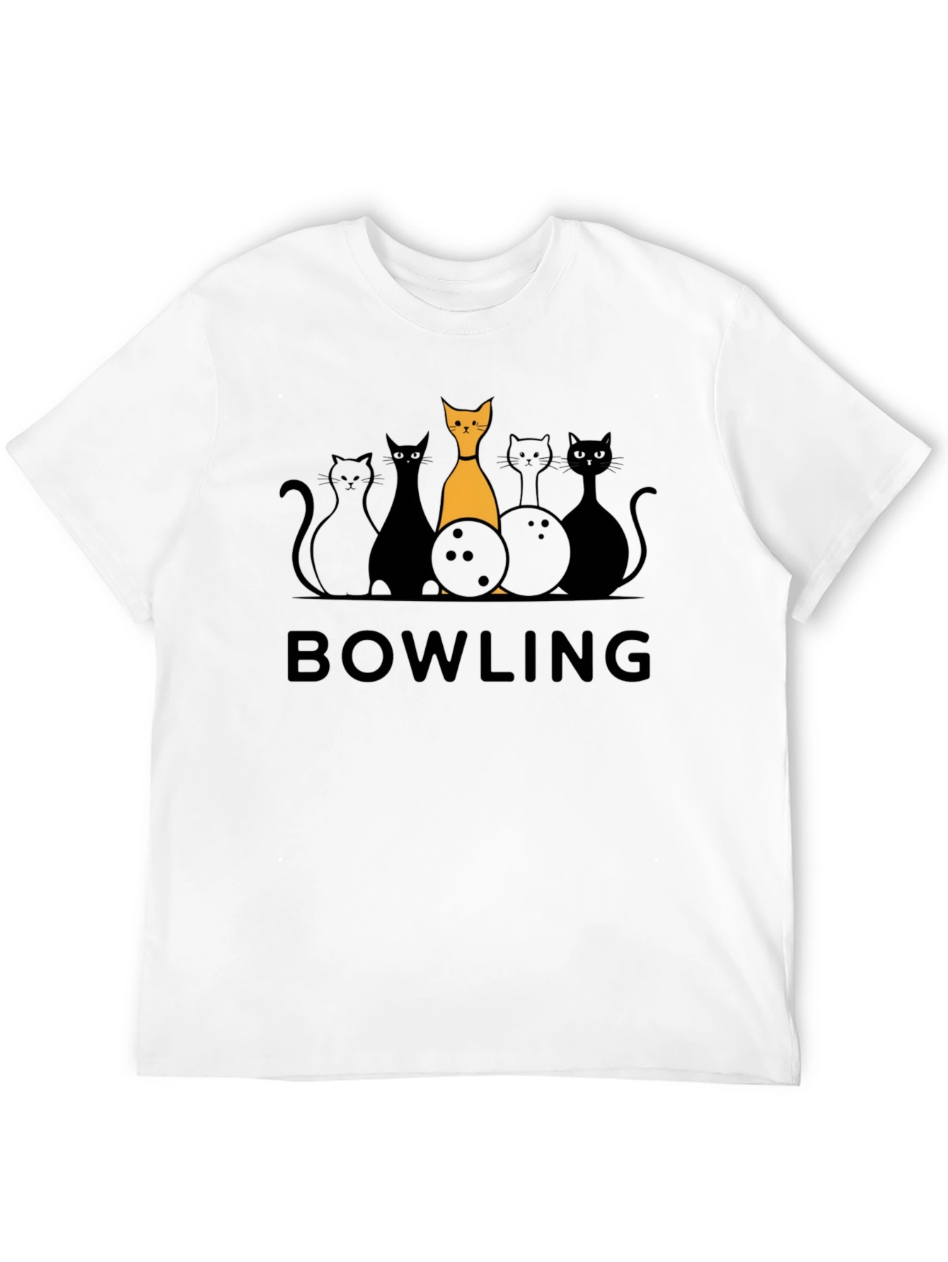 Bowling Cats Graphic T-Shirt - Novelty Tee