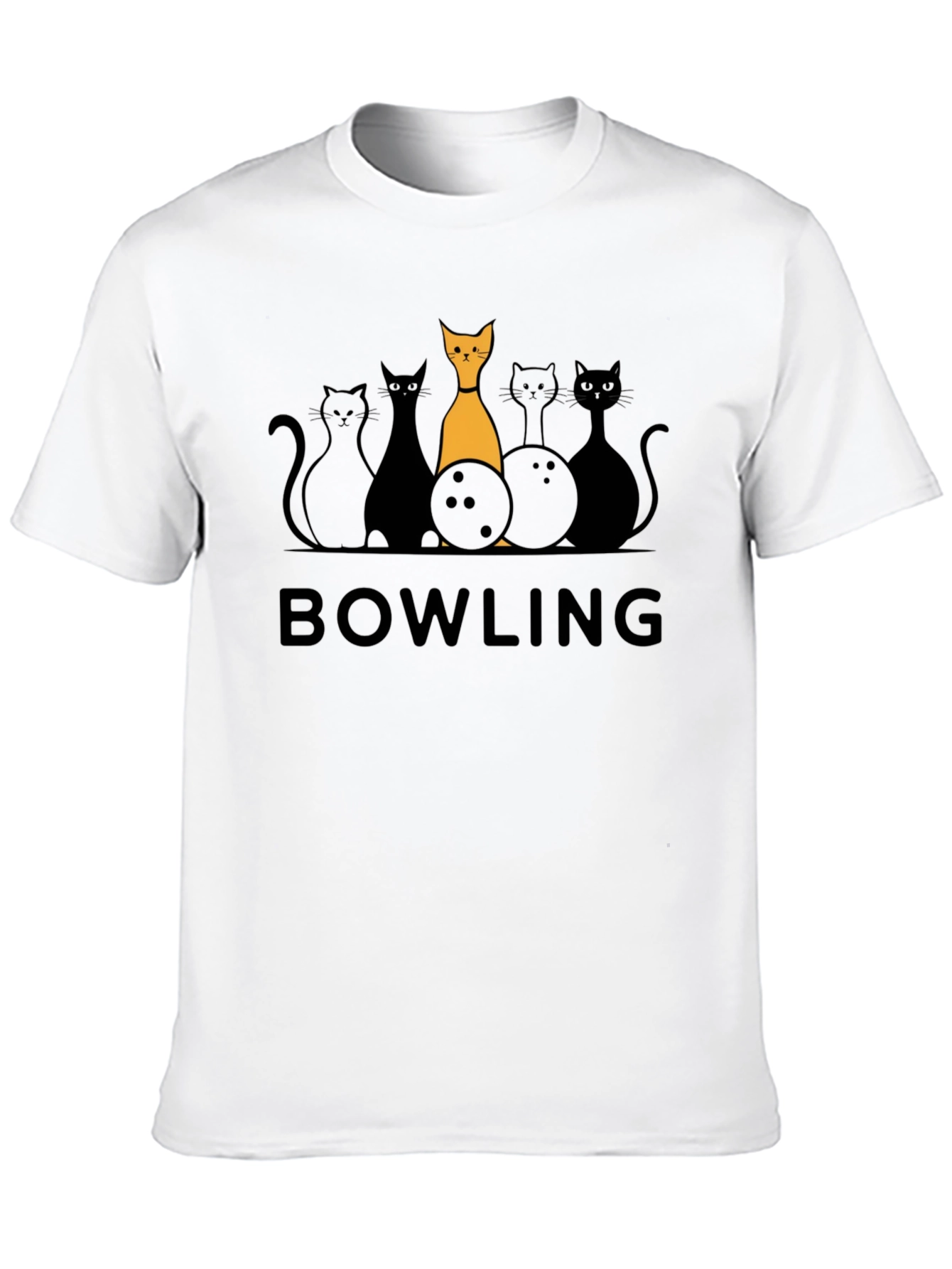 Bowling Cats Graphic T-Shirt - Novelty Tee