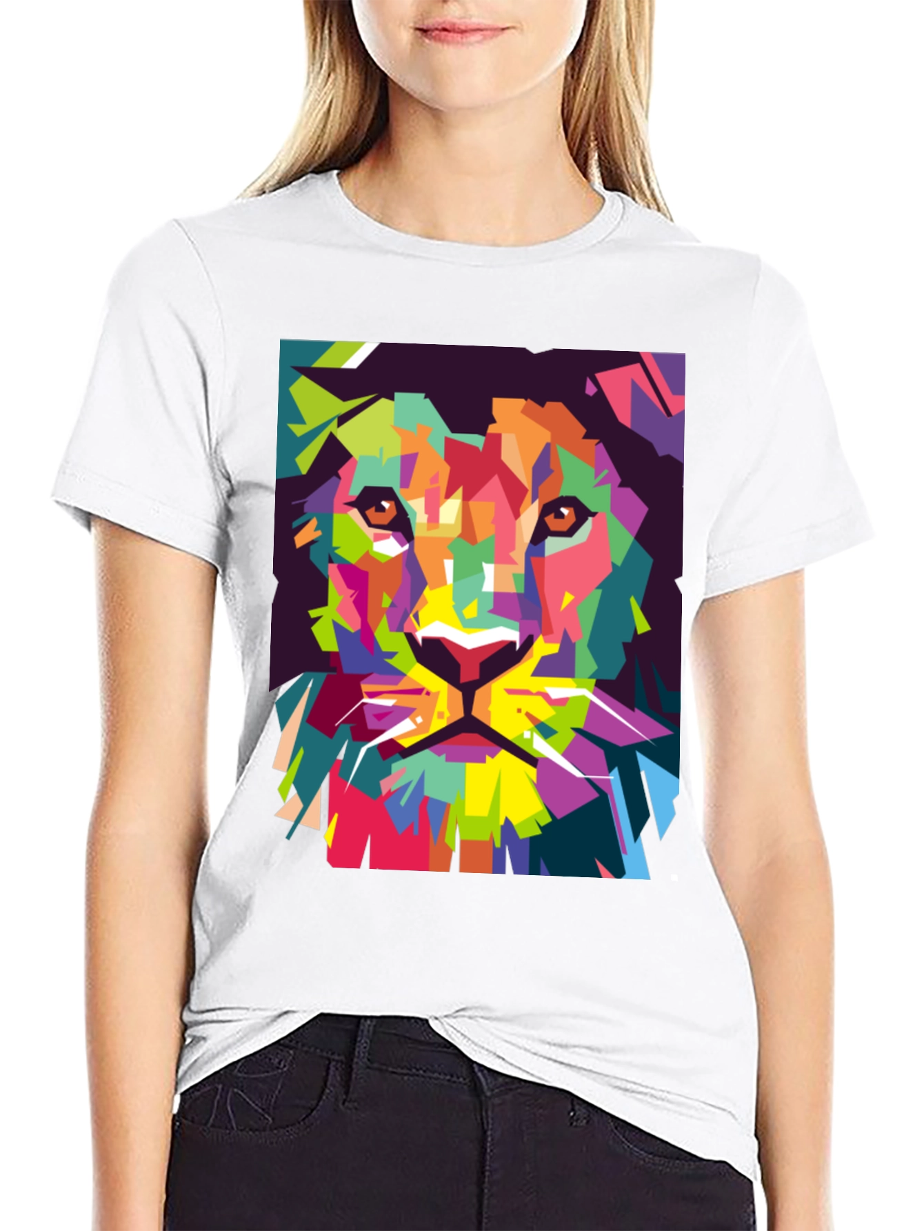 Abstract Lion Graphic T-Shirt