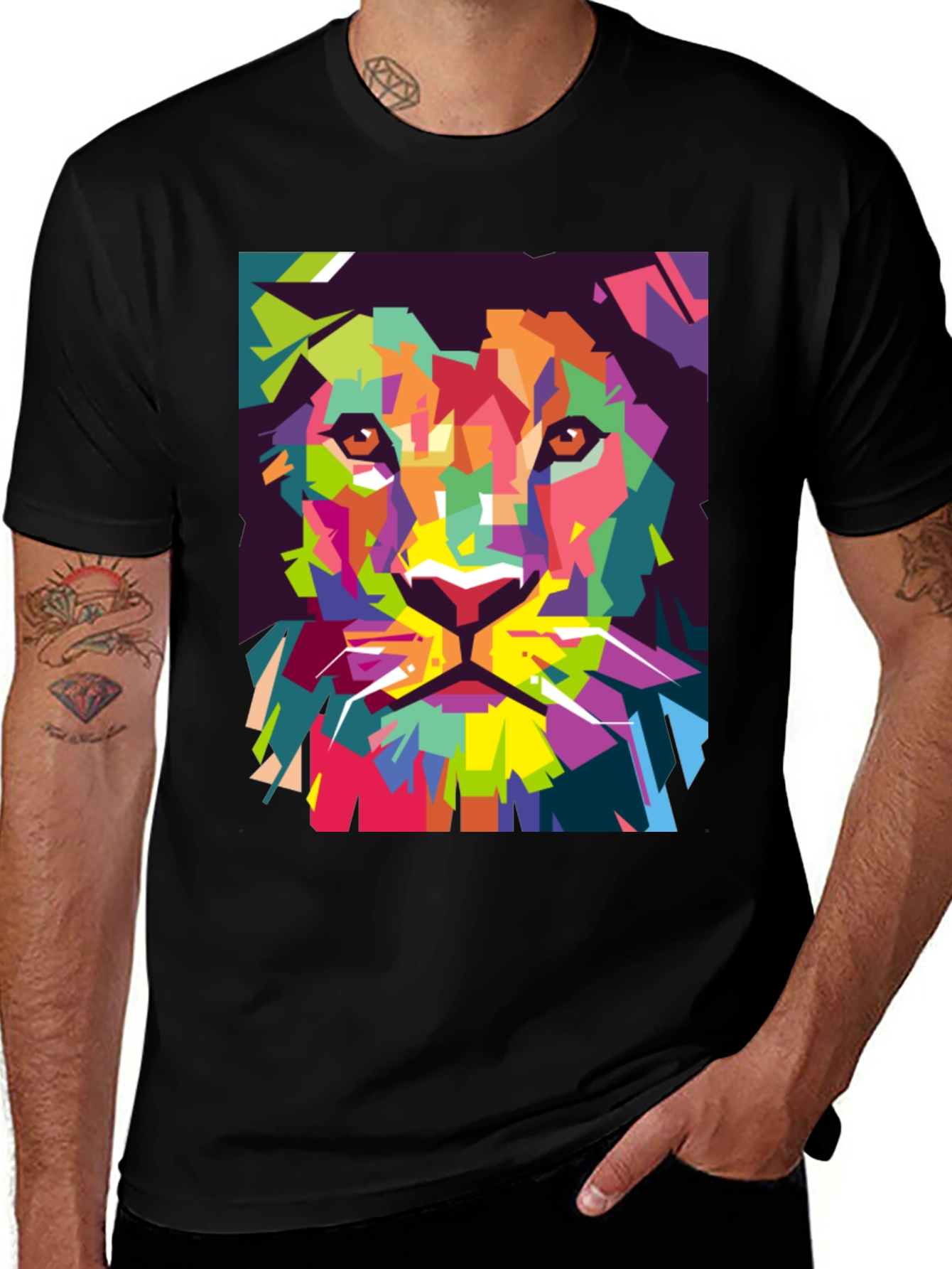 Abstract Lion Graphic T-Shirt