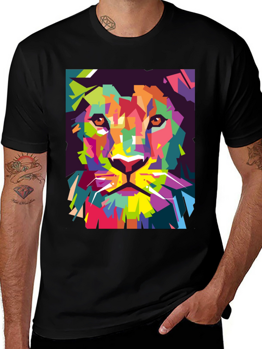 Abstract Lion Graphic T-Shirt