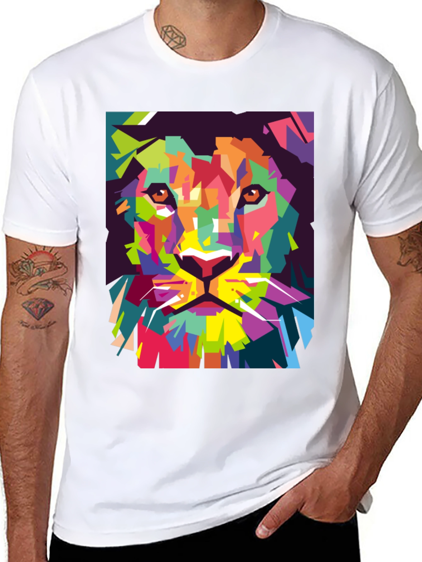 Abstract Lion Graphic T-Shirt