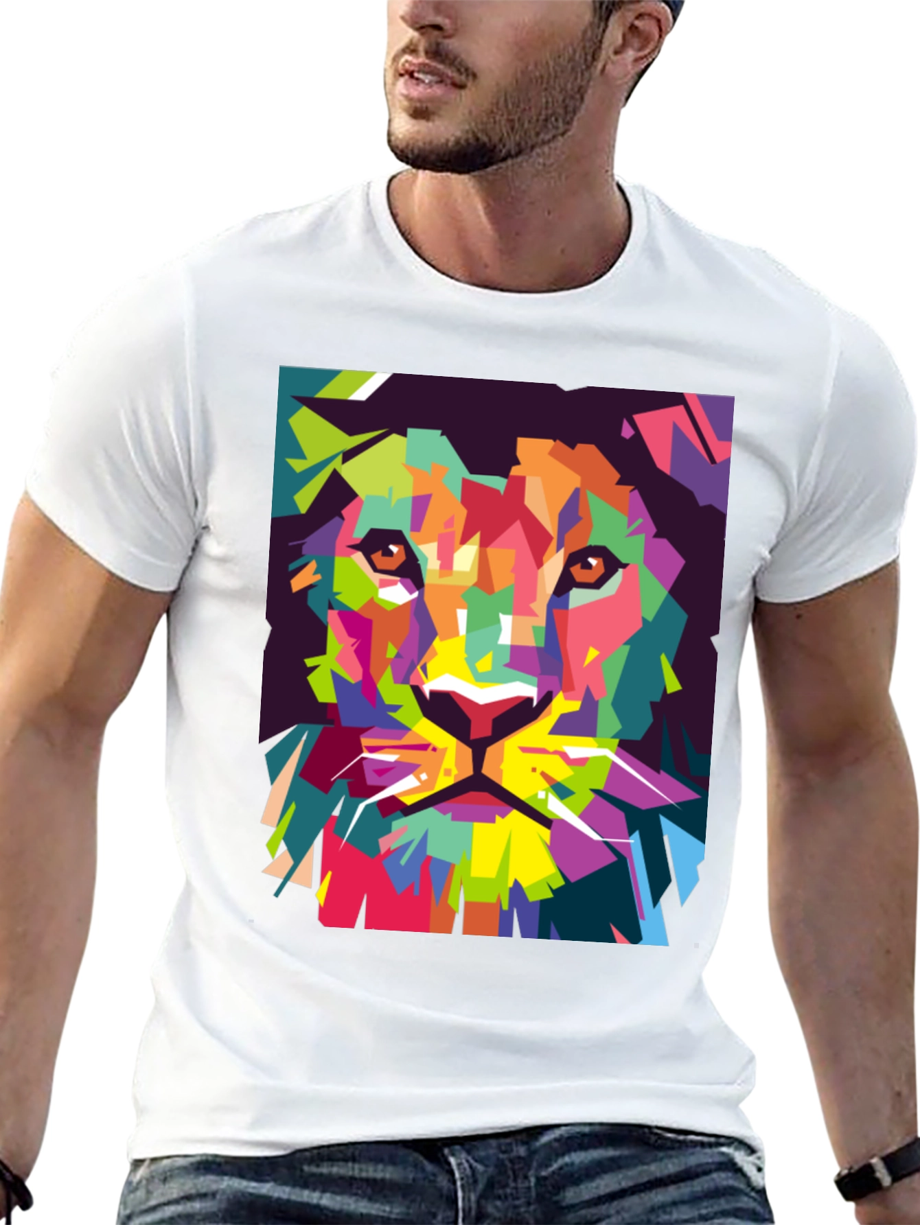 Abstract Lion Graphic T-Shirt