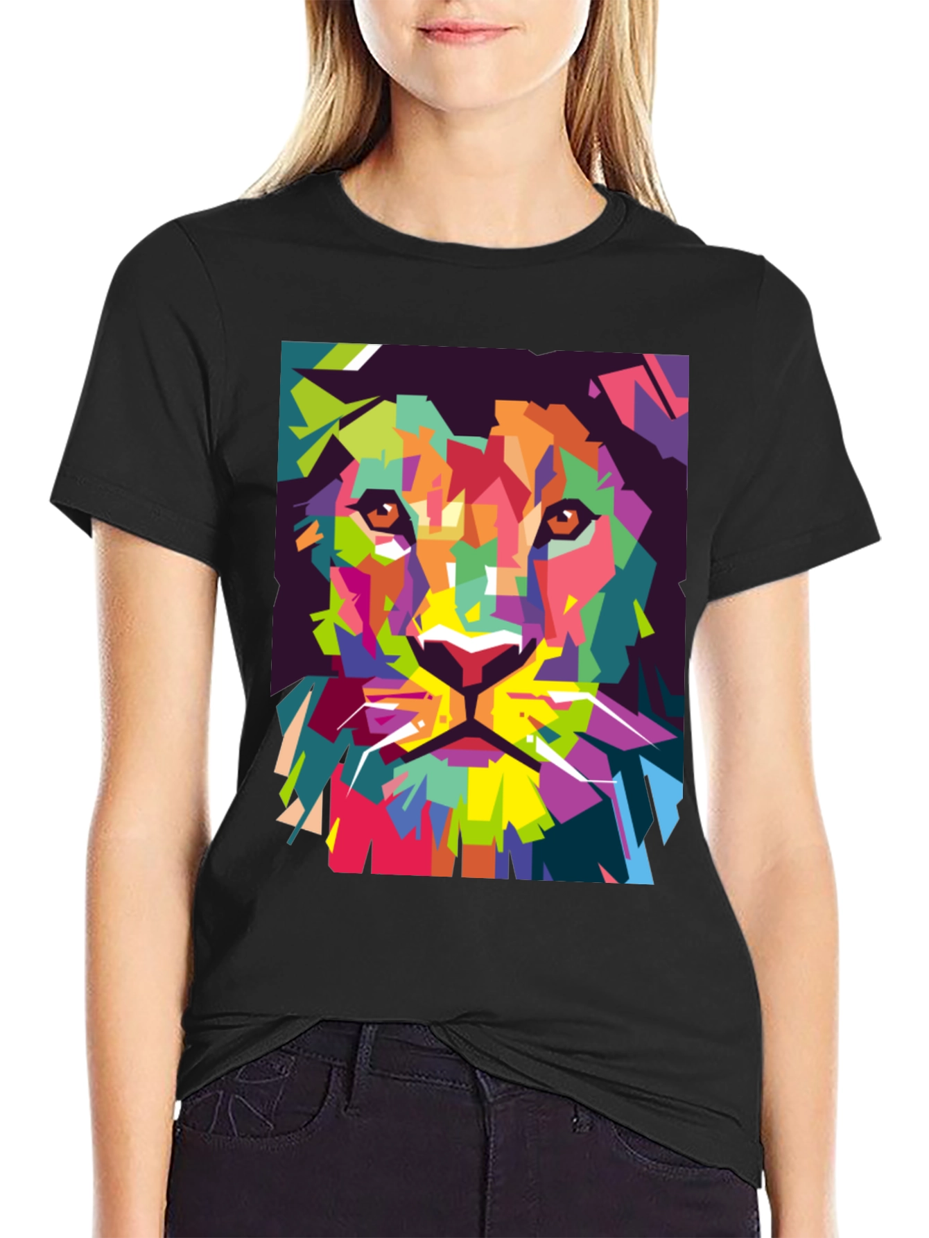 Abstract Lion Graphic T-Shirt