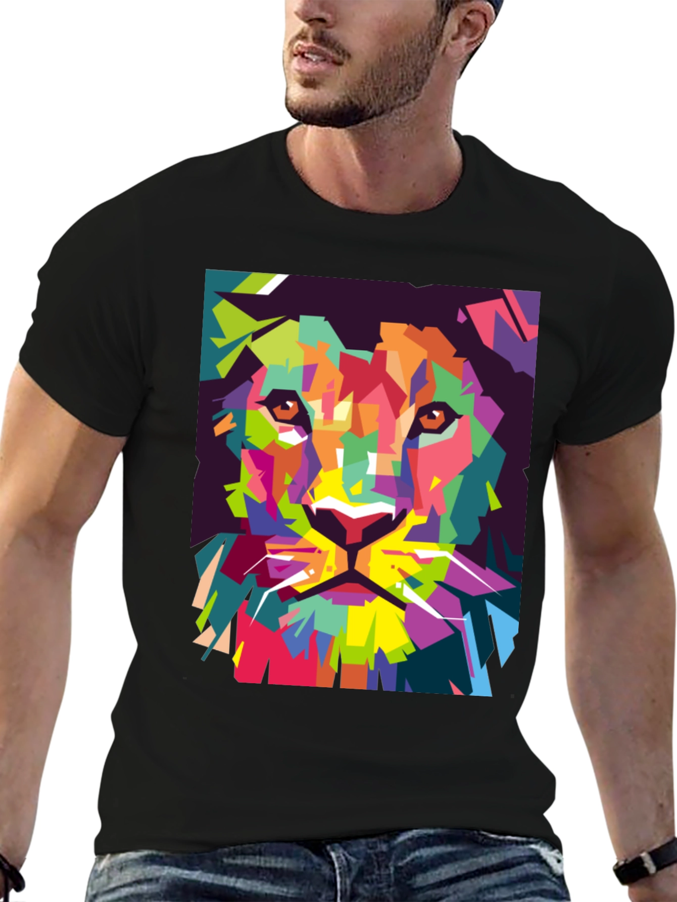 Abstract Lion Graphic T-Shirt