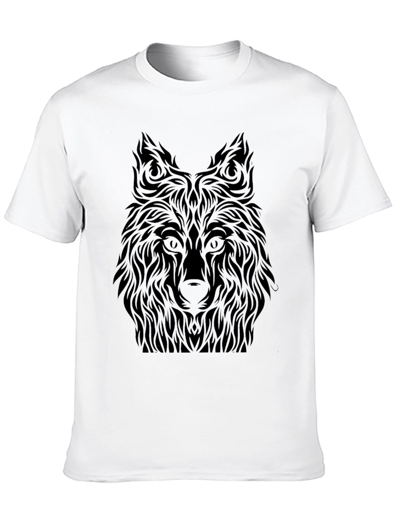 Black Wolf Graphic Tee - Tribal Design