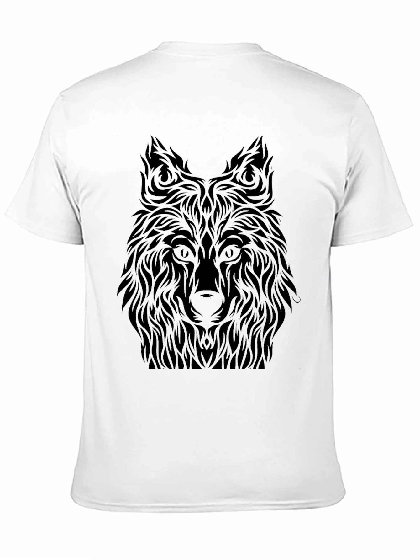 Black Wolf Graphic Tee - Tribal Design