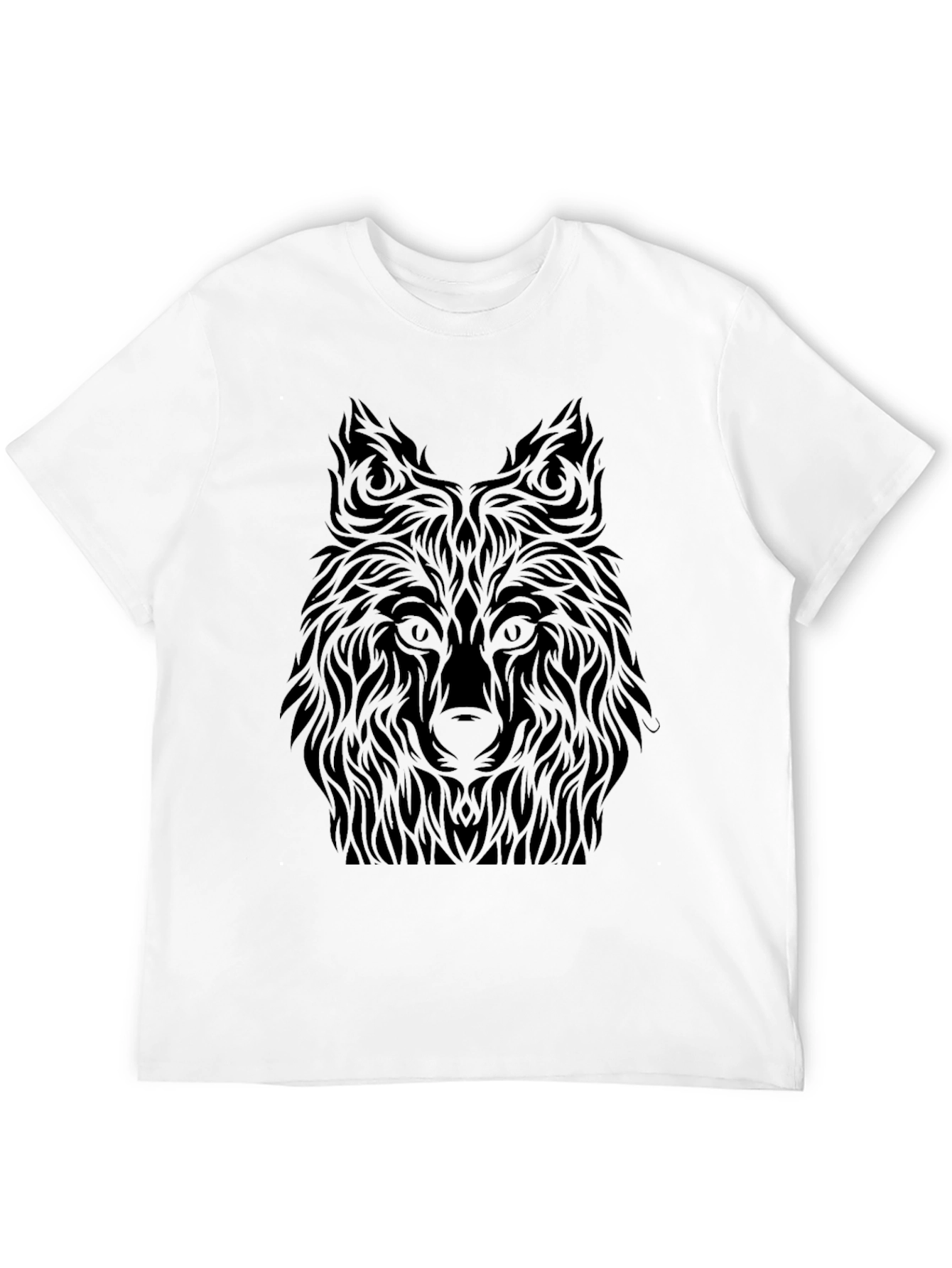 Black Wolf Graphic Tee - Tribal Design