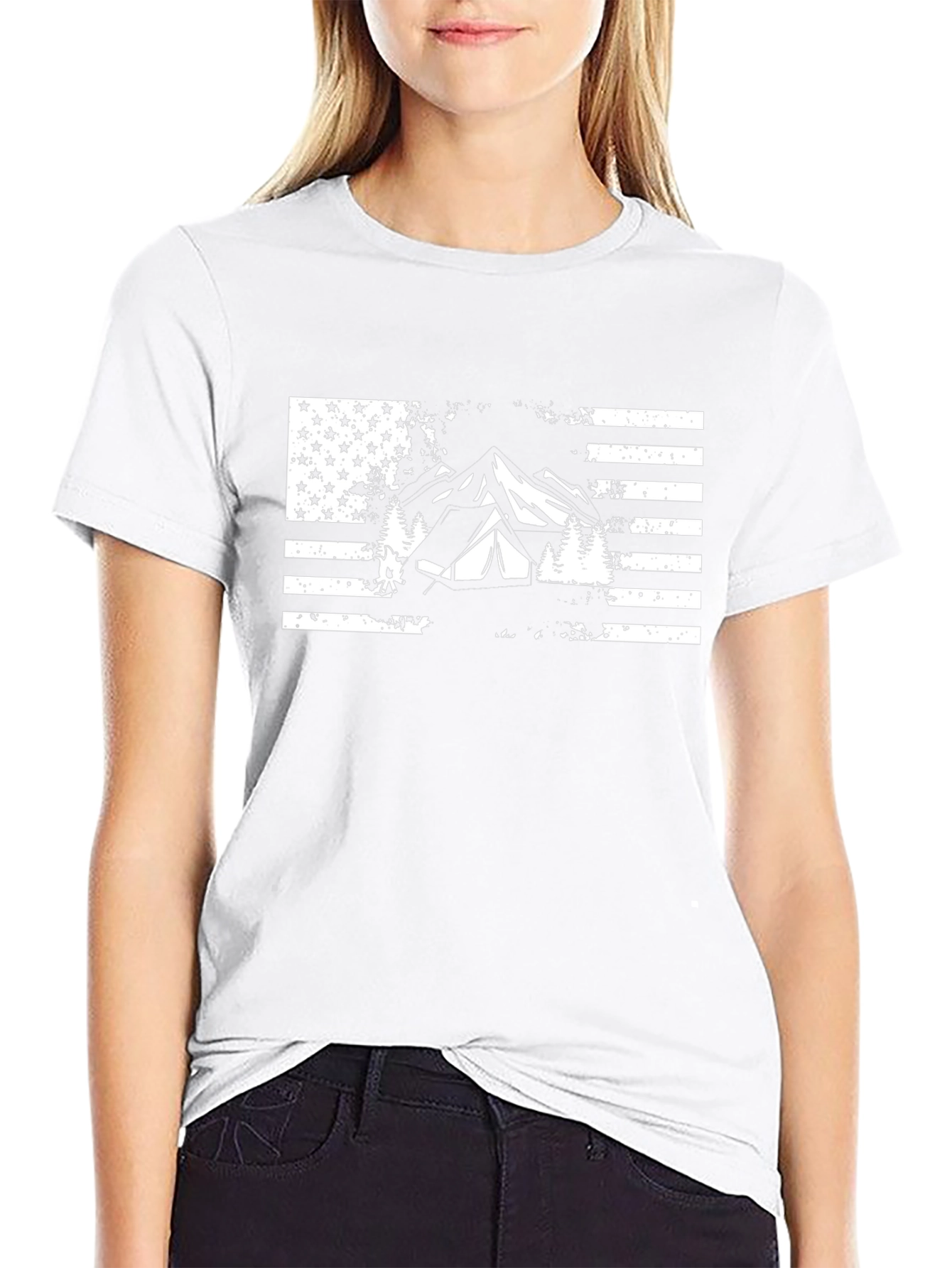 American Flag Camping T-Shirt