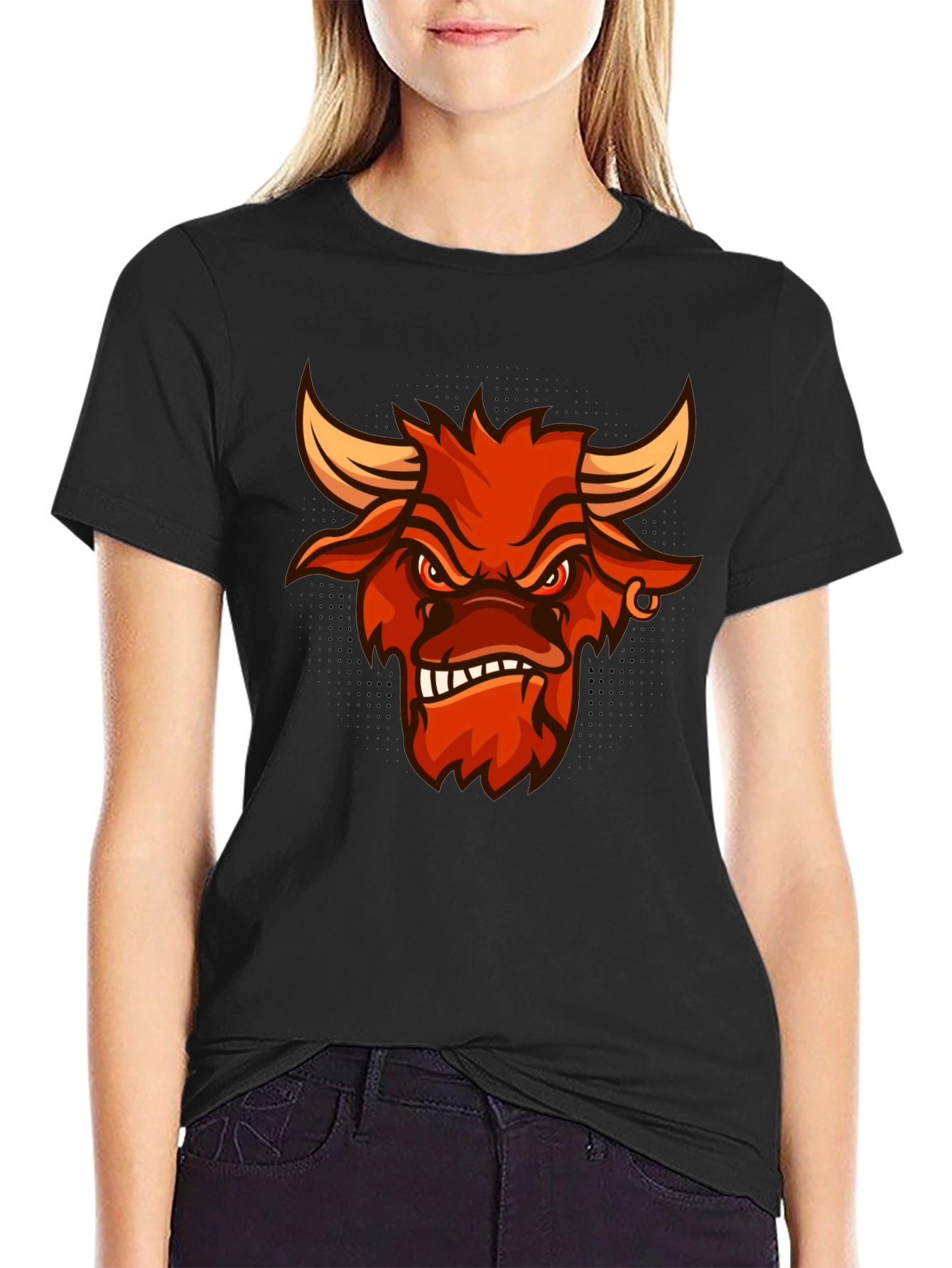 Angry Bull Graphic Tee - Black Cotton T-Shirt