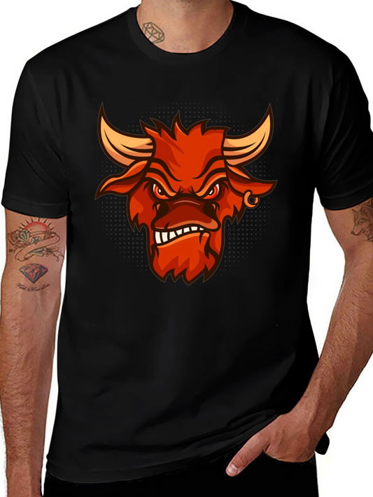 Angry Bull Graphic Tee - Black Cotton T-Shirt