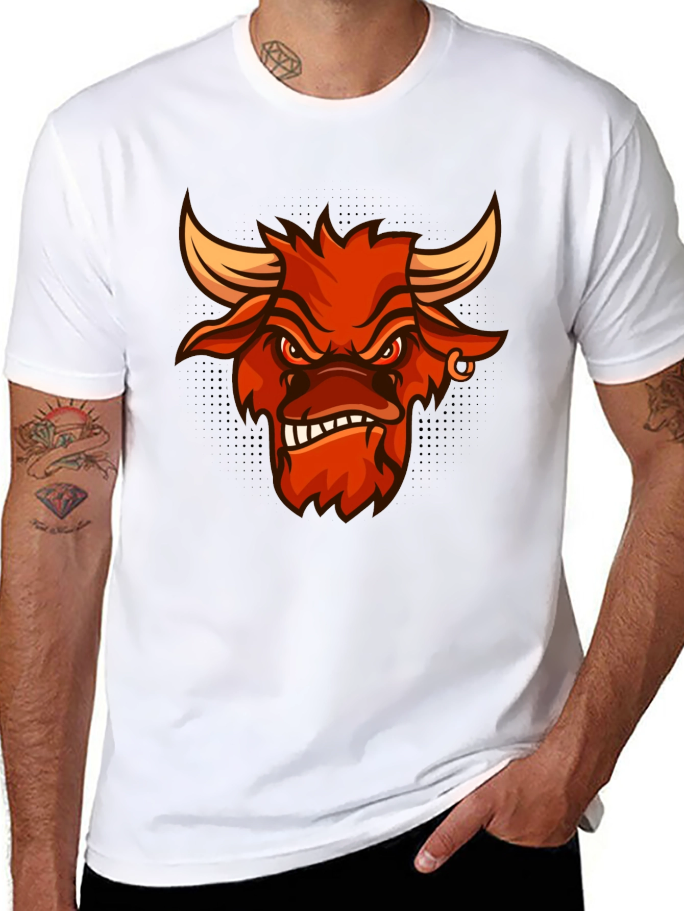 Angry Bull Graphic Tee - Black Cotton T-Shirt